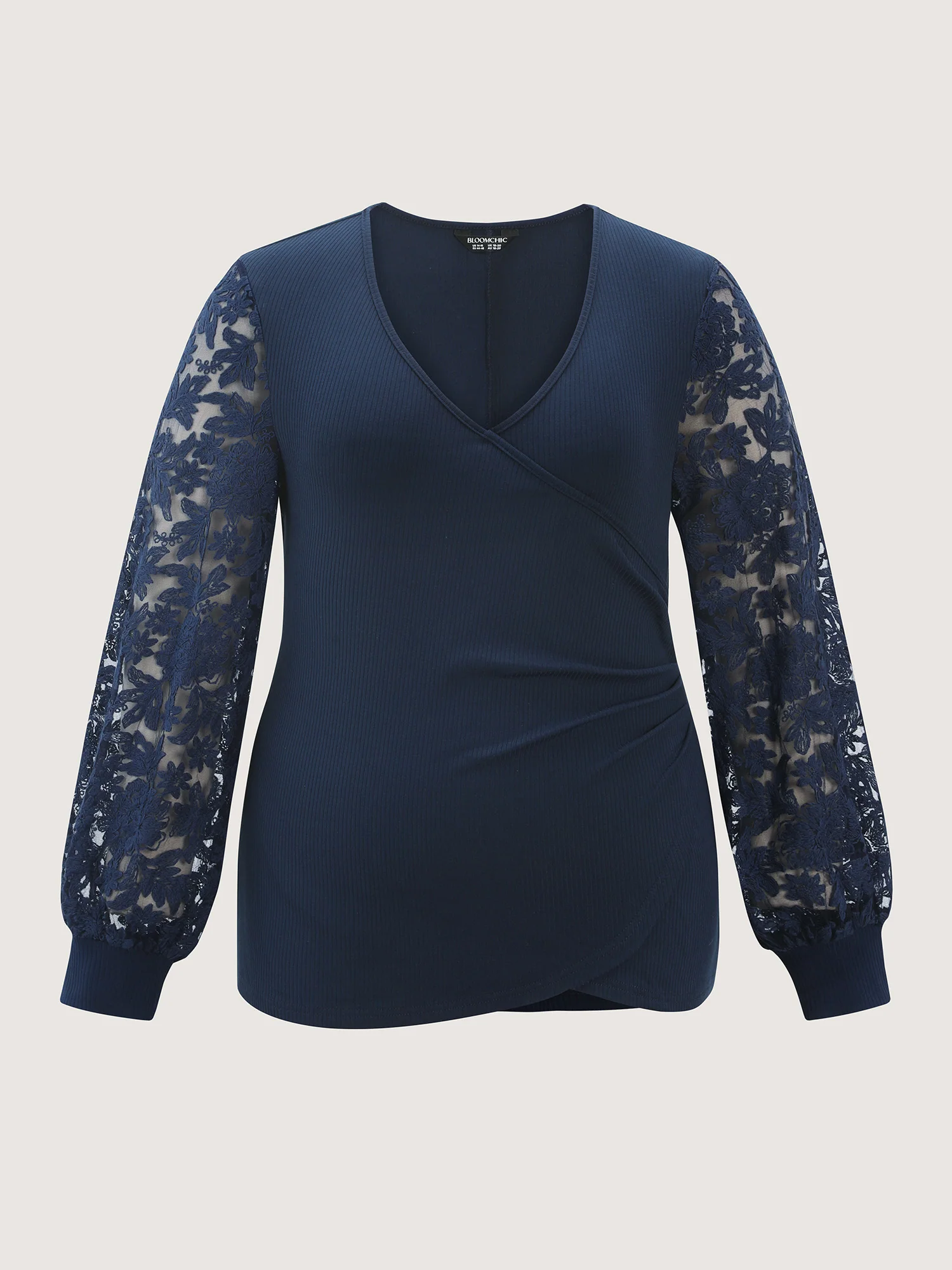 Textured Wrap Neck Draped T-Shirt - Image 8
