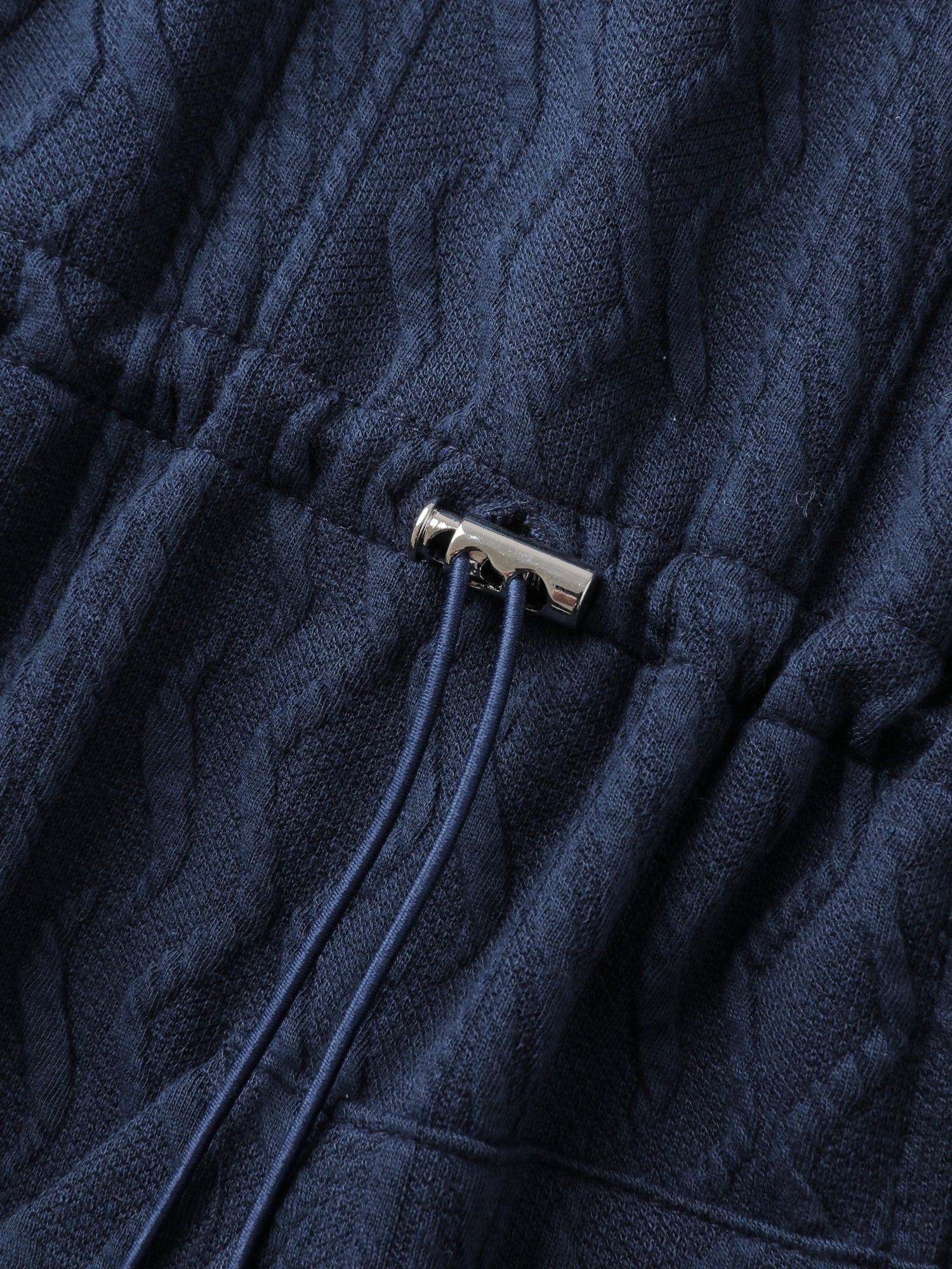Textured Zipper Drawstring Hooded Jacket - Image 6