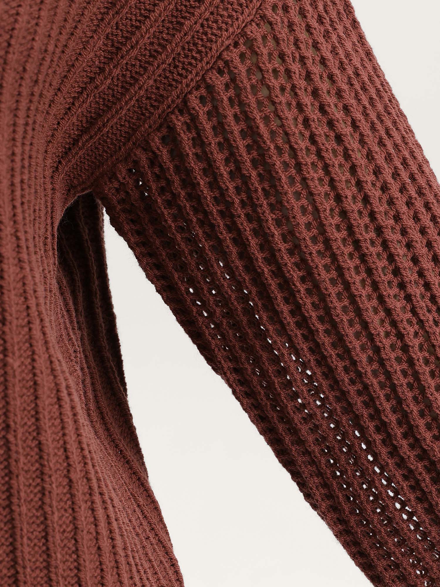 Textured Zipper Front Hooded Knit Cardigan - Image 5