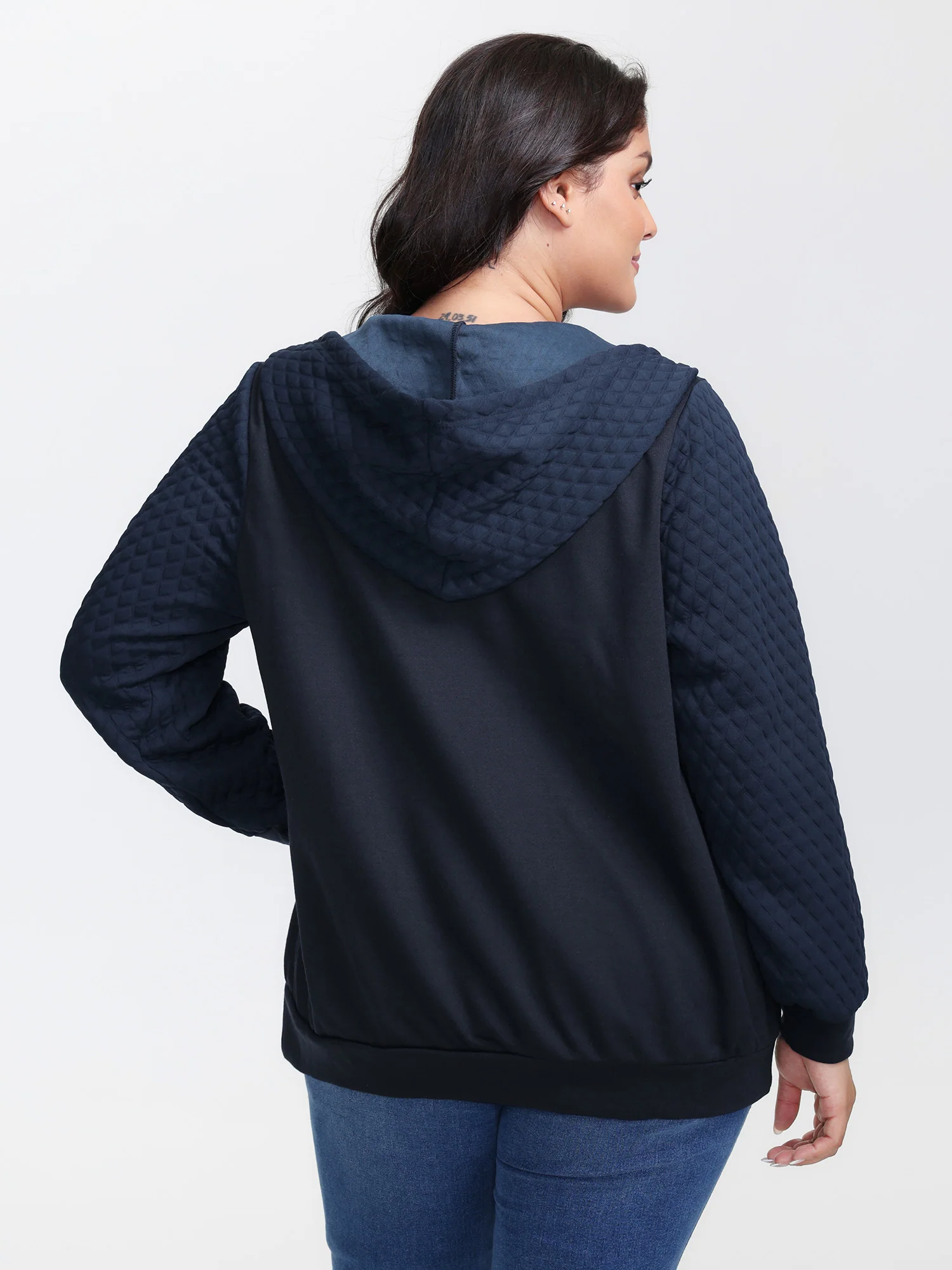 Textured Zipper Front Hoodie Jacket - Image 5