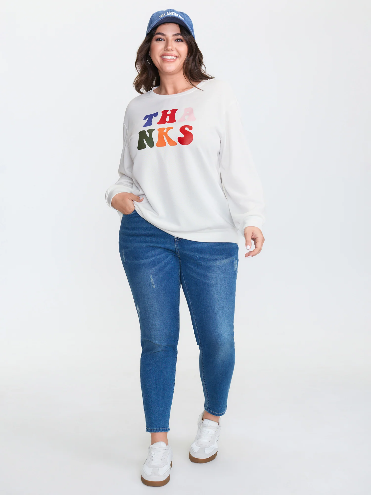 Thanks Motif Relaxed-Fit Drop Shoulder Sweatshirt - Image 3