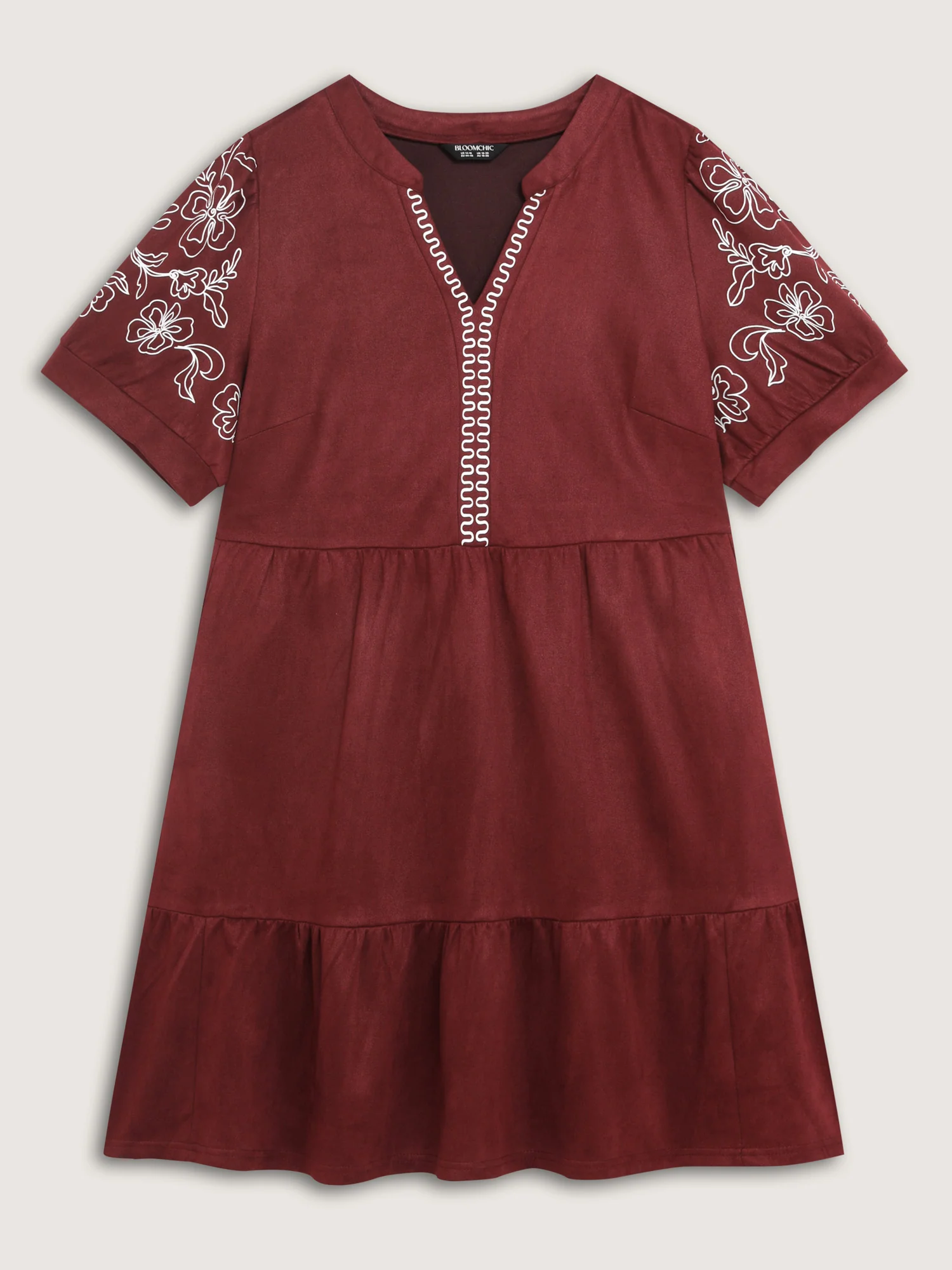 Thread Embroidery Tiered Pockets Mini Dress - Image 7