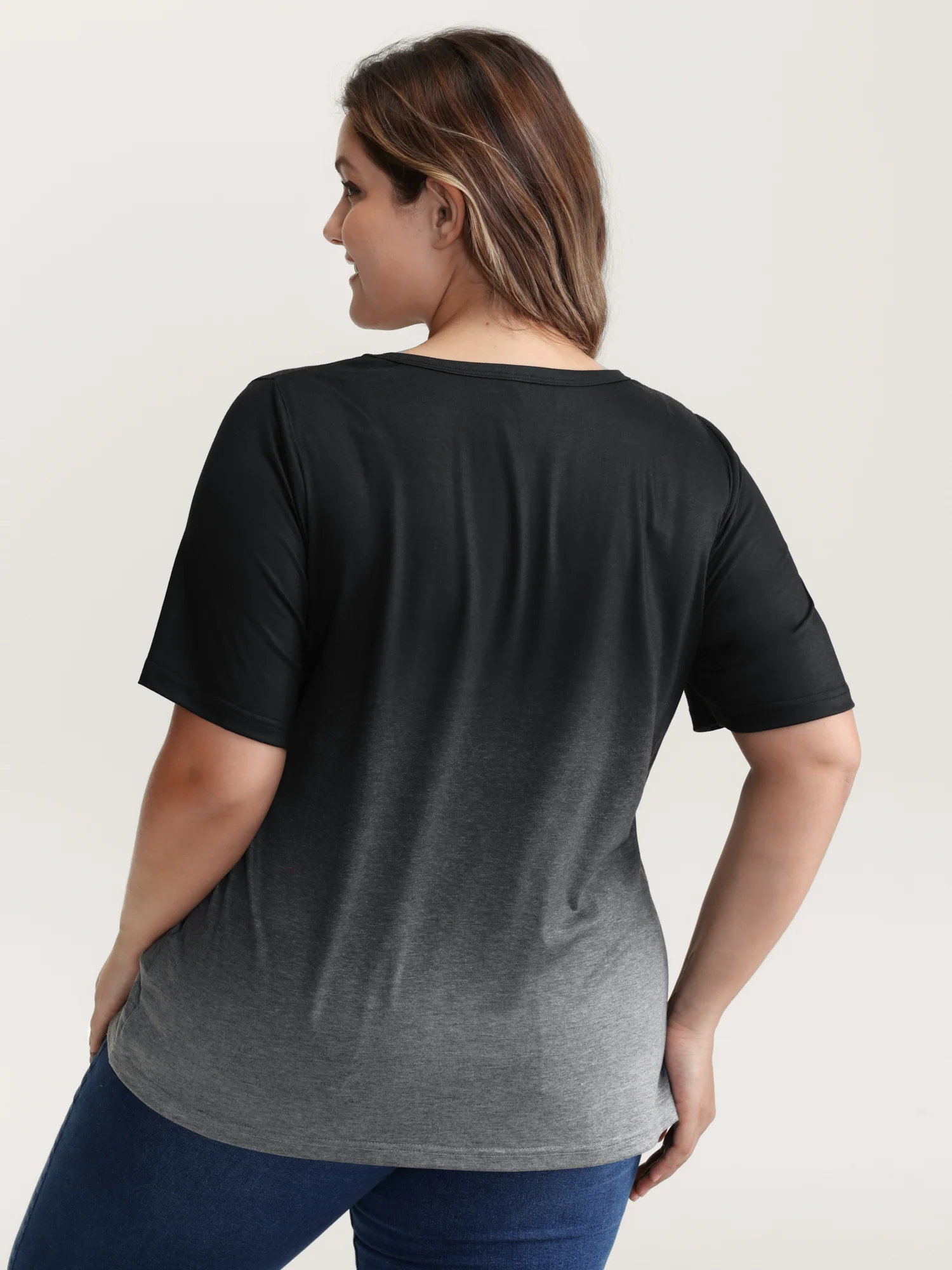 Tie-Dye Blend Neck Cut-Out T-Shirt - Image 11