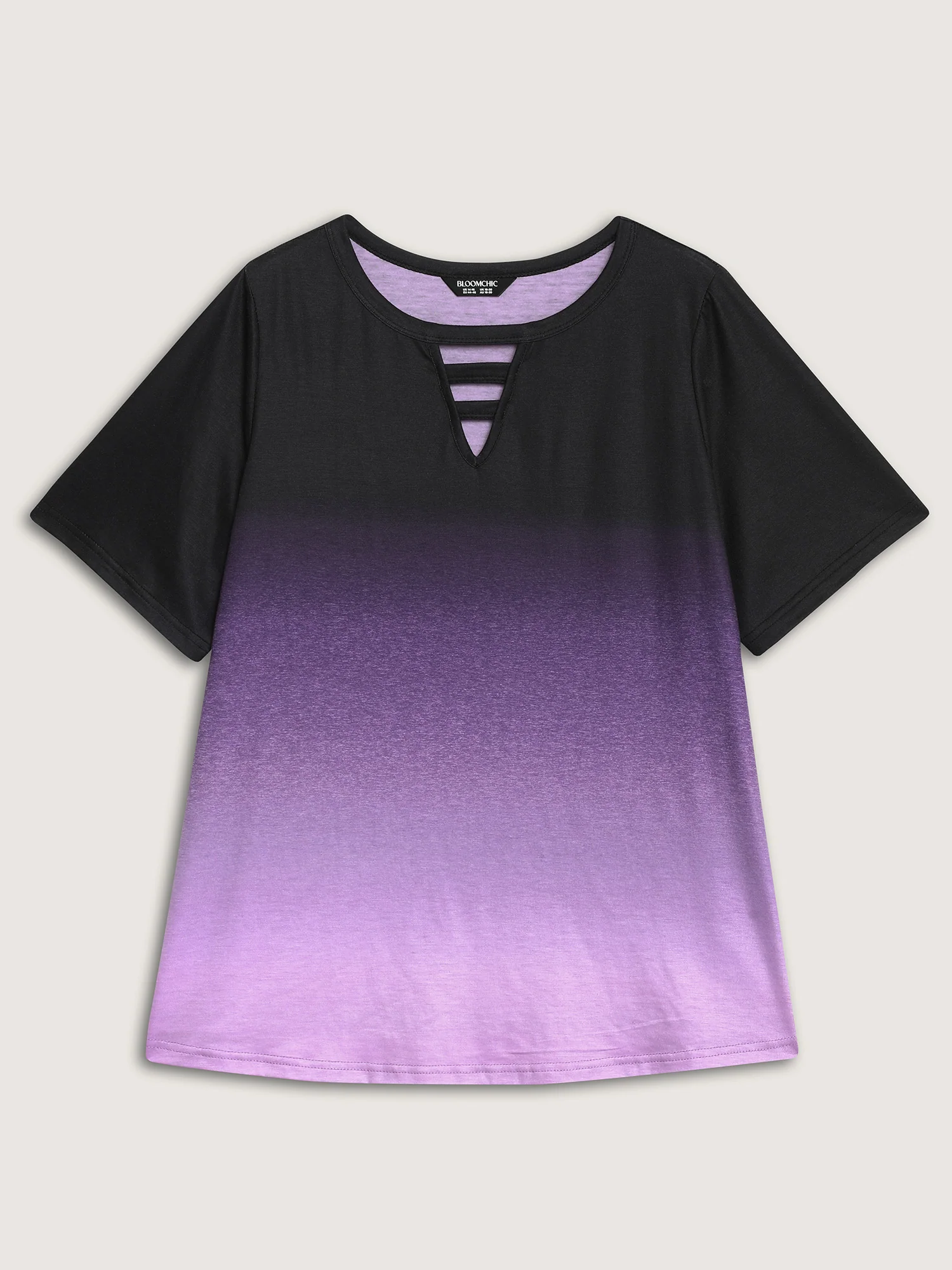 Tie-Dye Blend Neck Cut-Out T-Shirt - Image 7