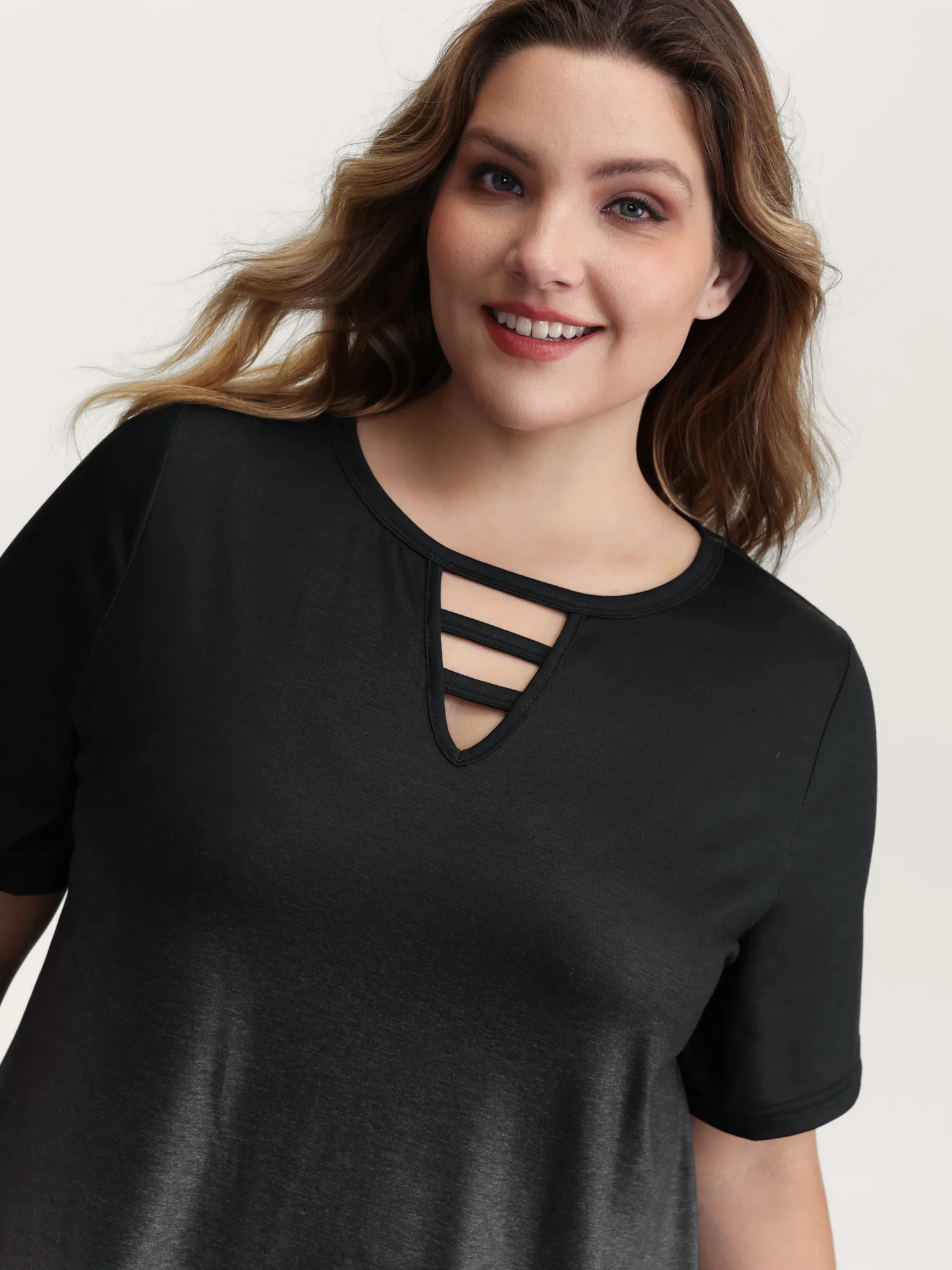 Tie-Dye Blend Neck Cut-Out T-Shirt - Image 9