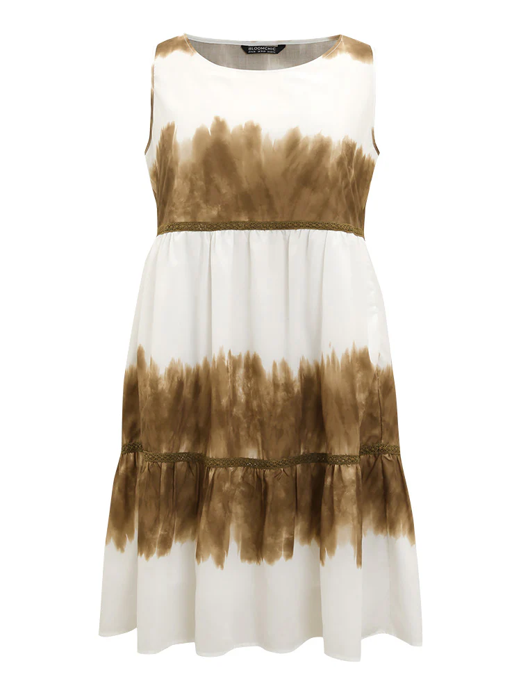 Tie Dye Crochet Lace Ruffle Layered Hem Tank Dress - Image 9