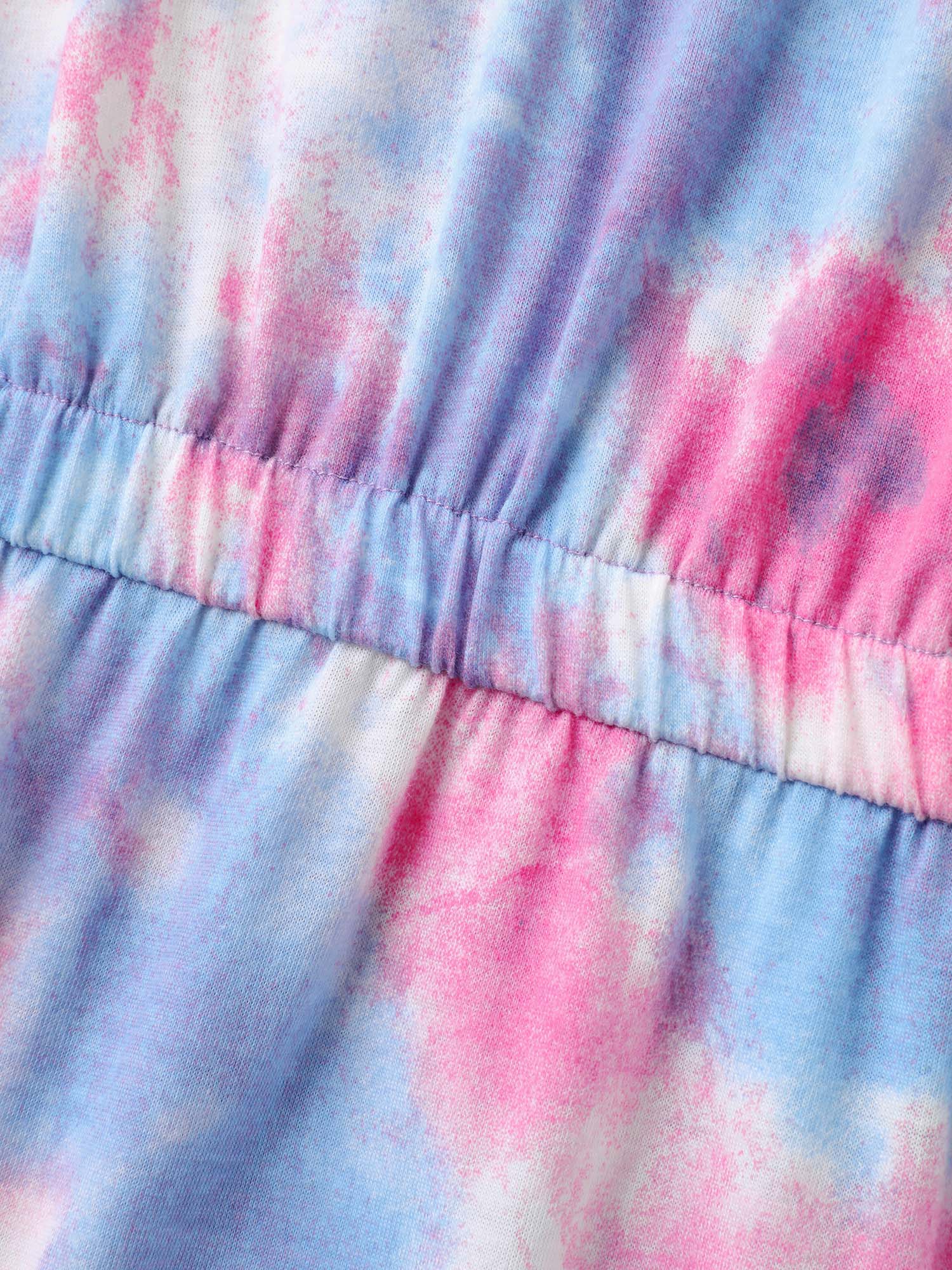 Tie-Dye Curvy Hem V-Neck Mini Dress - Image 5