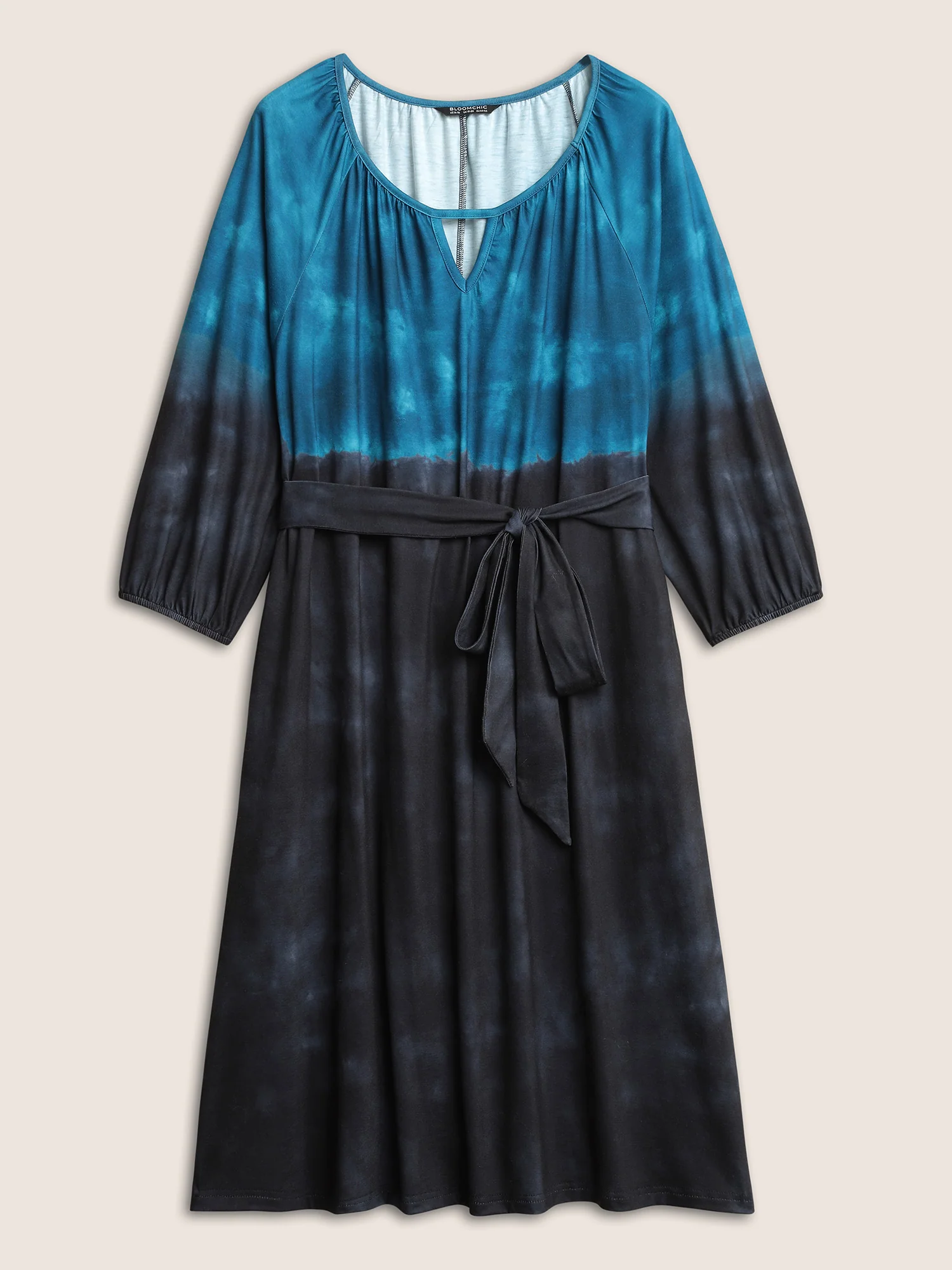 Tie Dye Cut Out Belted Elastic Cuffs Dress - Image 7