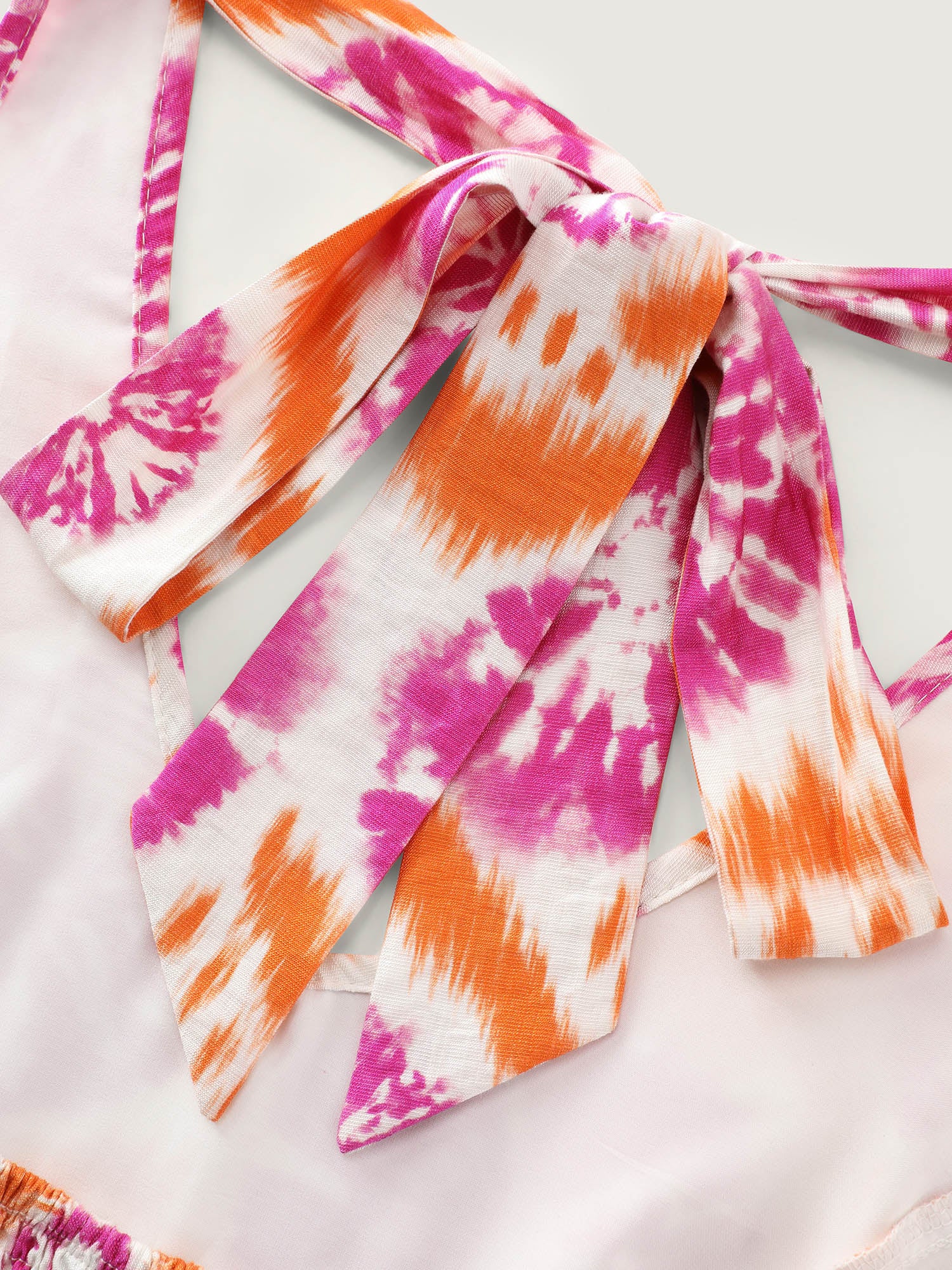 Tie-Dye Floral Effect Shirred Midi Dress - Image 6