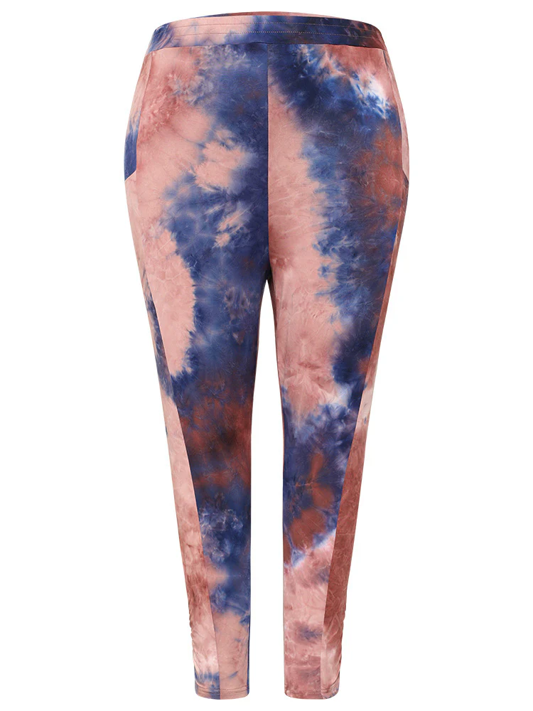 Tie Dye Gathered Skinny Pocket Side Leggings - Image 10