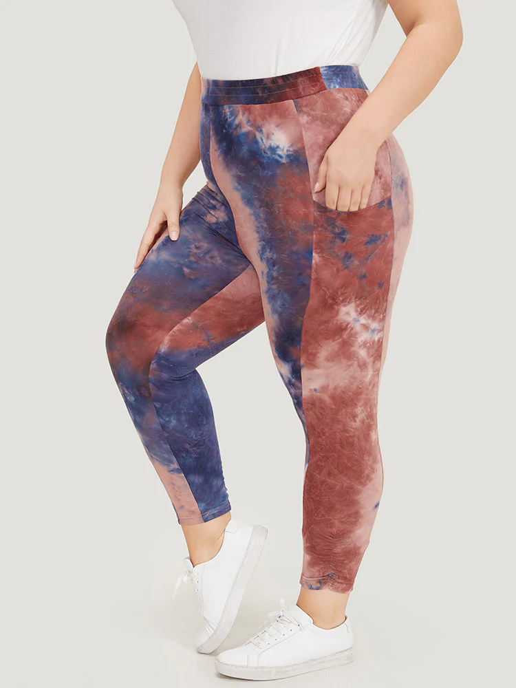 Tie Dye Gathered Skinny Pocket Side Leggings - Image 4