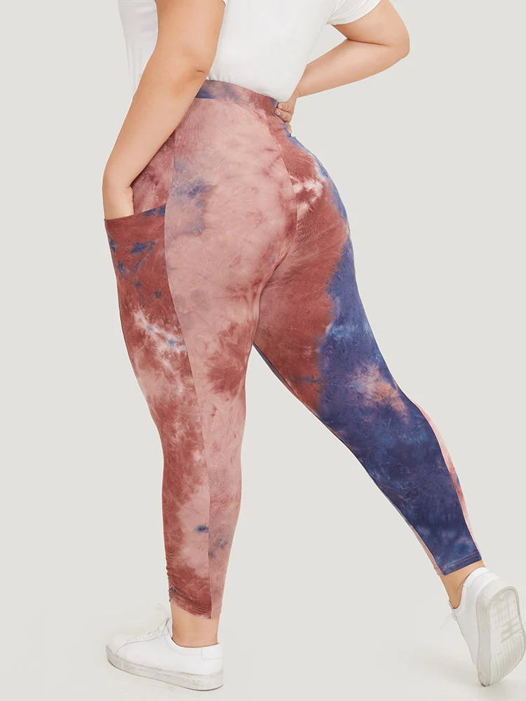 Tie Dye Gathered Skinny Pocket Side Leggings - Image 5