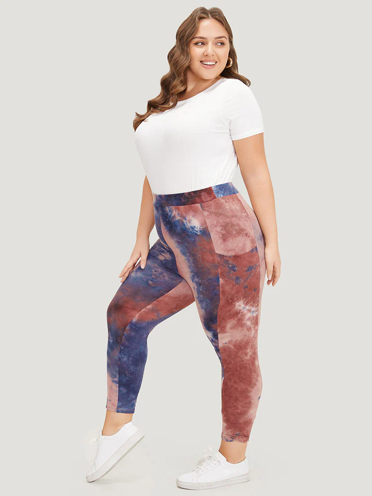 Tie Dye Gathered Skinny Pocket Side Leggings - Image 6
