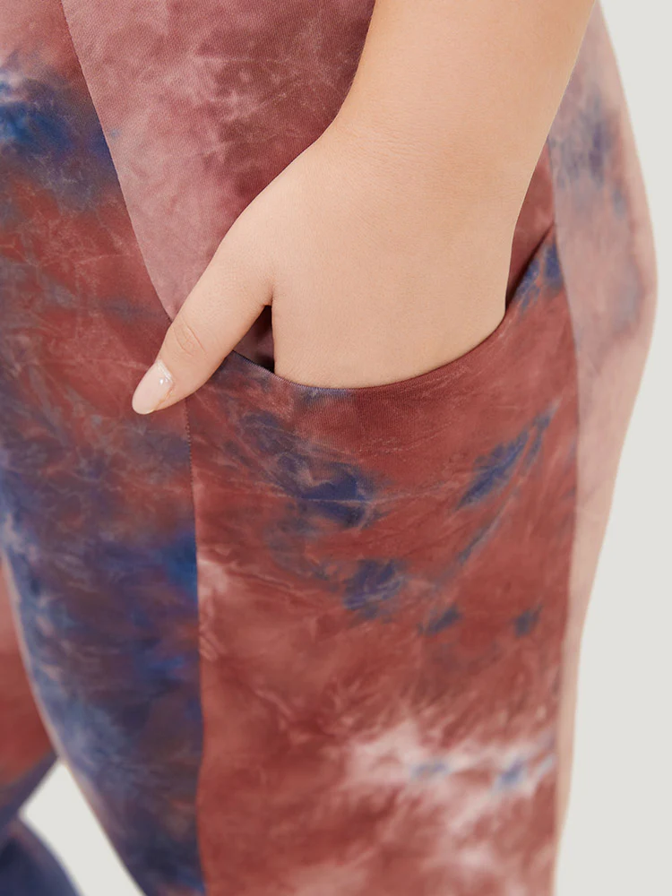 Tie Dye Gathered Skinny Pocket Side Leggings - Image 7
