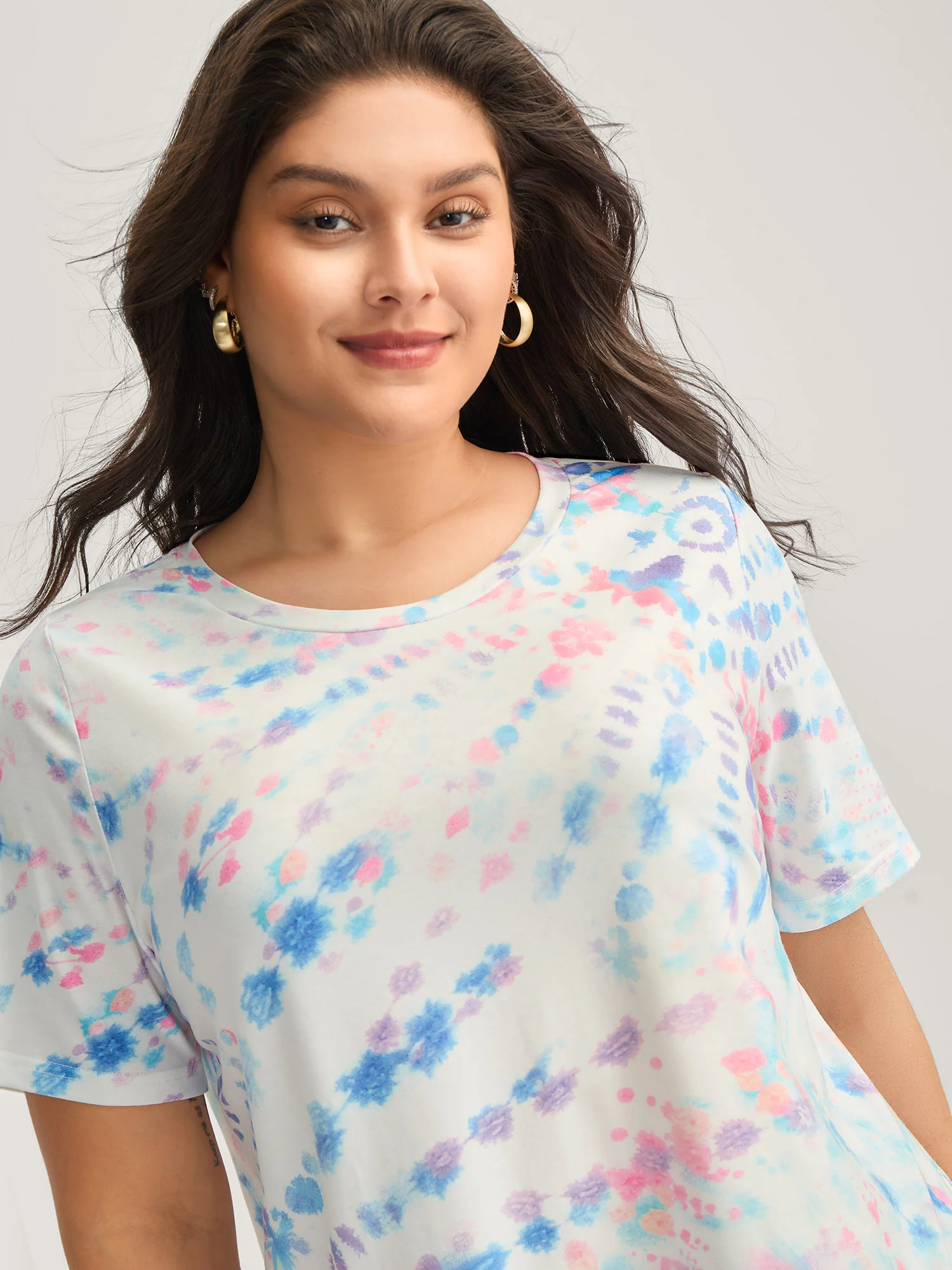 Tie-Dye Ombre Round Neck T-Shirt - Image 2