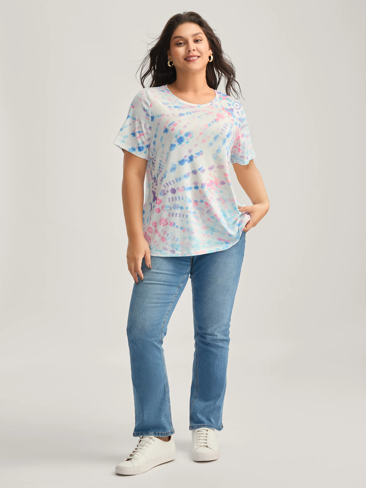 Tie-Dye Ombre Round Neck T-Shirt - Image 3