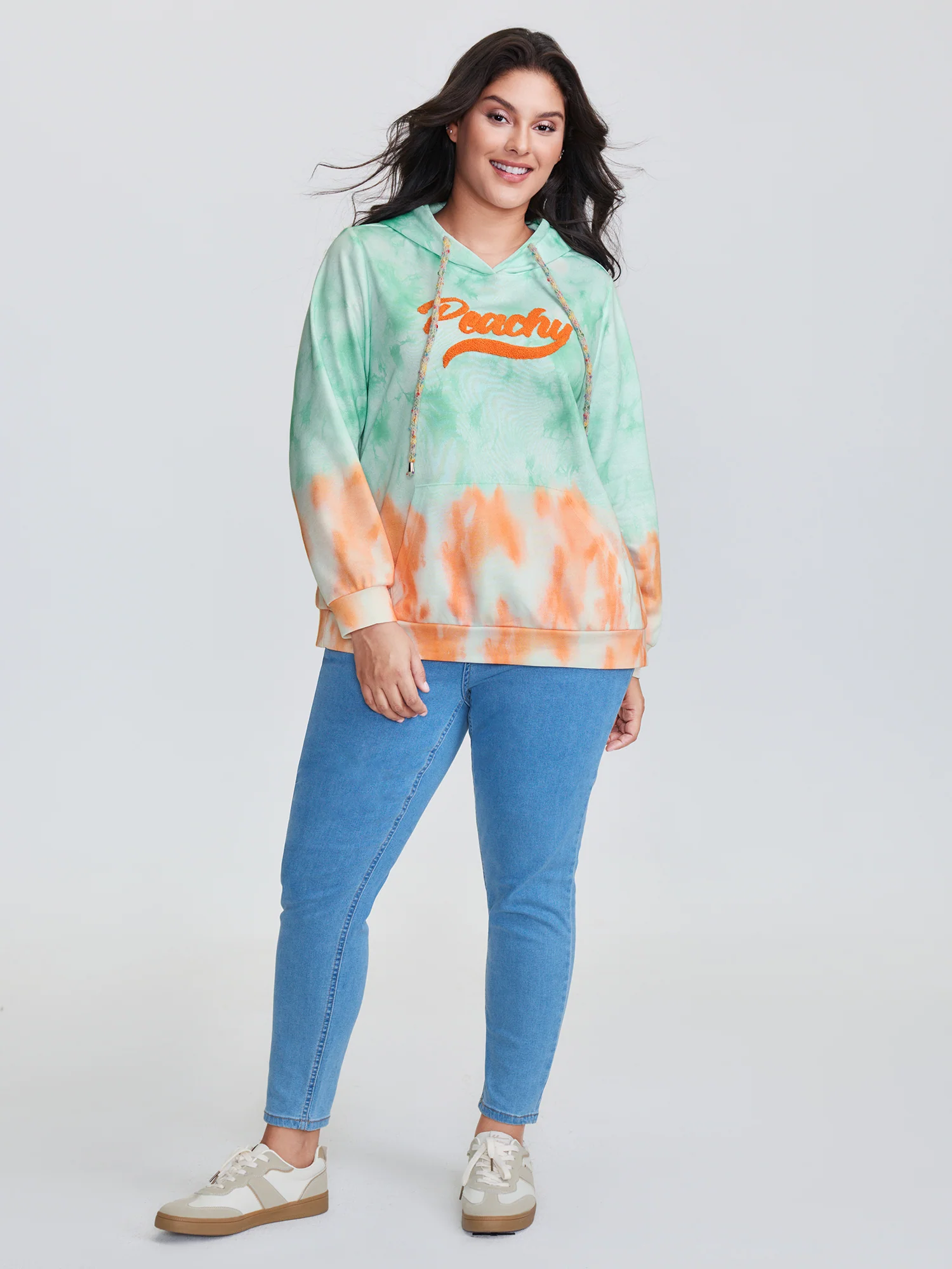 Tie-Dye Peachy Motif Hoodie - Image 3