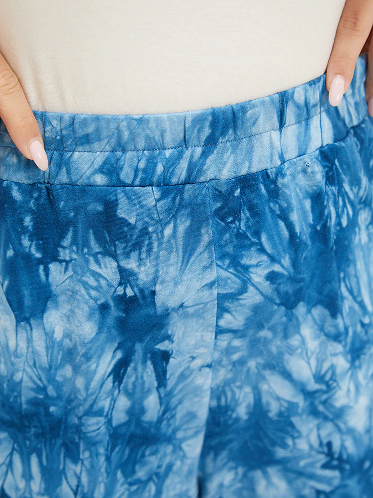 Tie Dye Pocket Cut Out Knotted Hem Pants - Image 6
