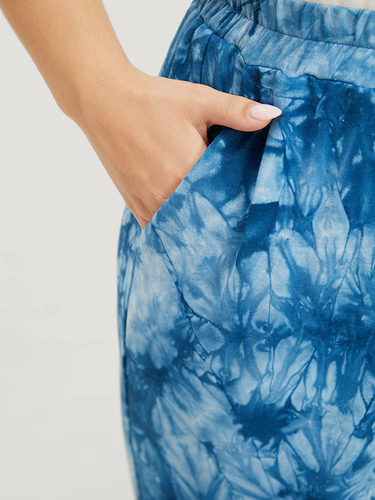 Tie Dye Pocket Cut Out Knotted Hem Pants - Image 7