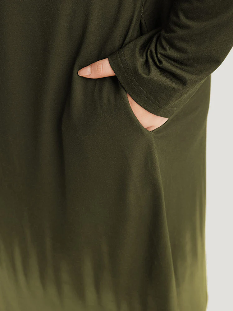 Tie Dye Pocket Round Neck Cut Out Dress - Image 5