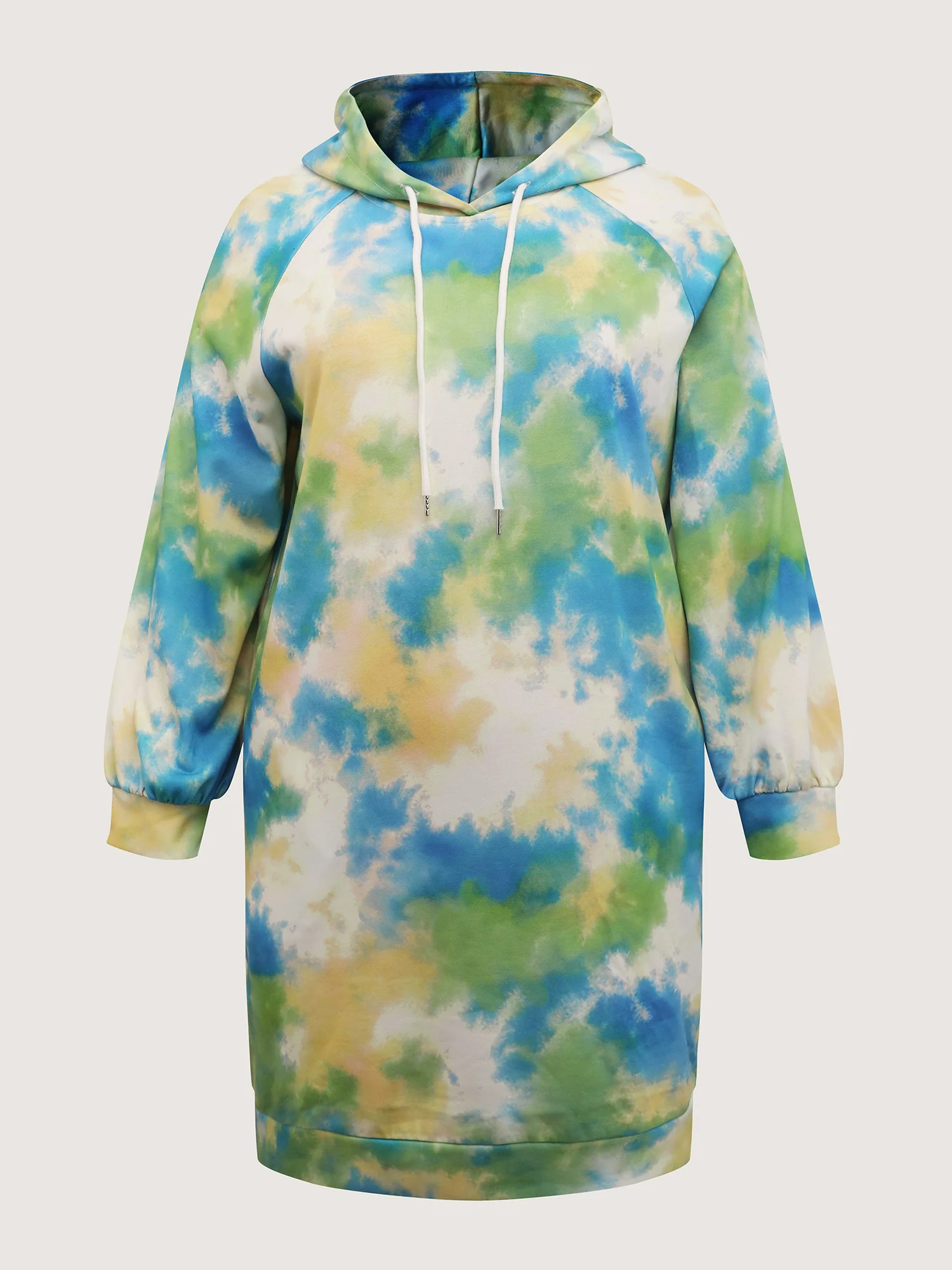 Tie-Dye Pockets Hooded Knee Dress - Image 6