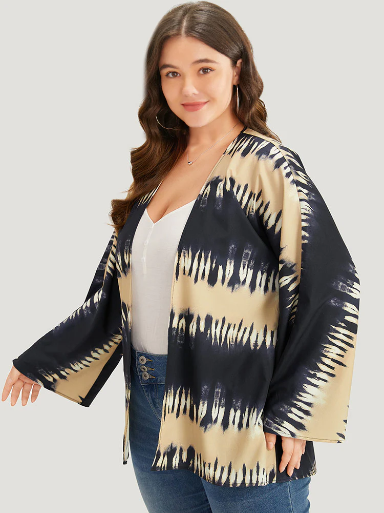 Halloween Tie Dye Print Open Front Kimono - Image 3