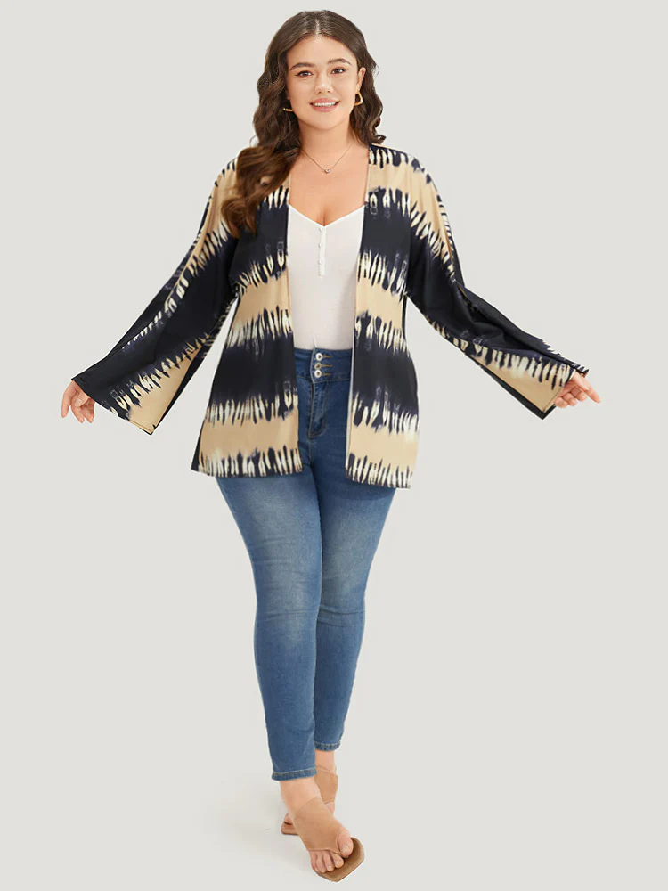 Halloween Tie Dye Print Open Front Kimono - Image 4