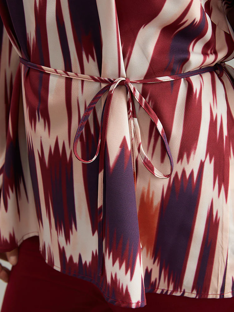 Tie Dye Print Ties Square Neck Blouse - Image 7