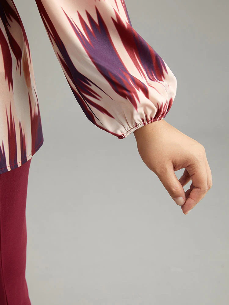Tie Dye Print Ties Square Neck Blouse - Image 8