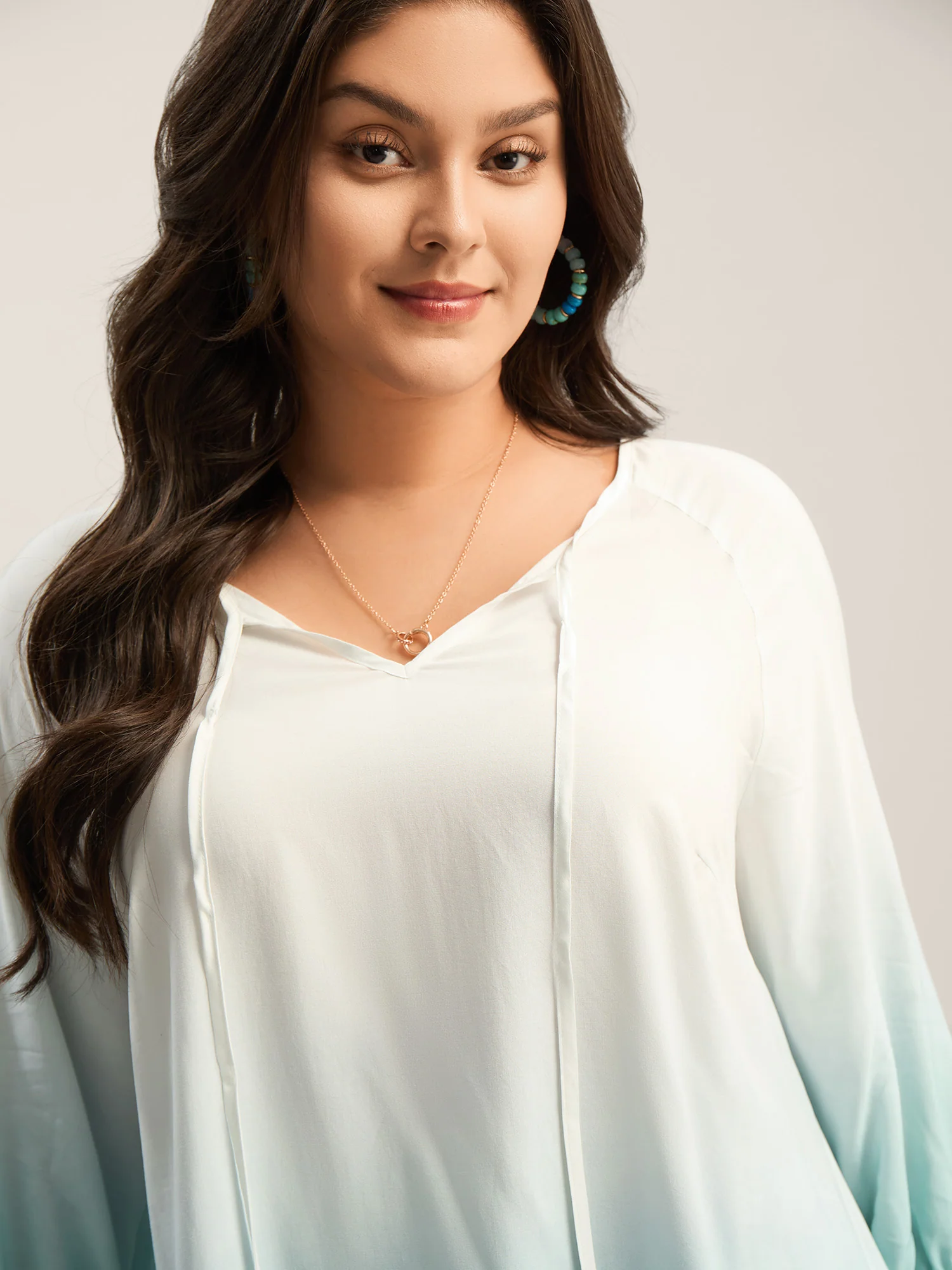 Tie-Dye Rayon Neck Tie Blouse - Image 2