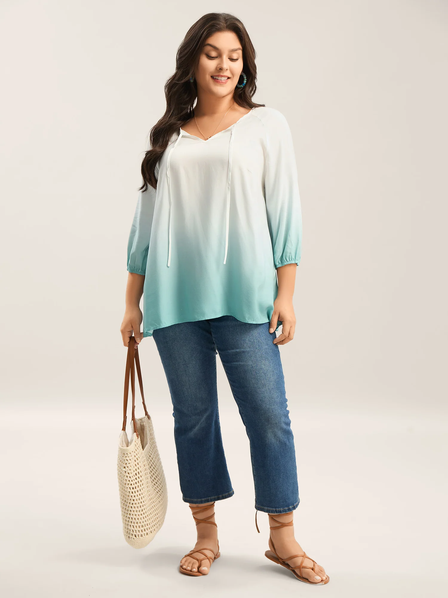 Tie-Dye Rayon Neck Tie Blouse - Image 3