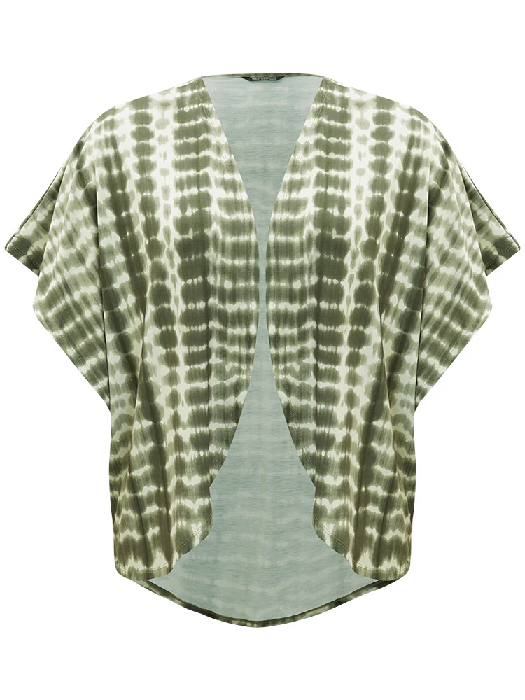 Tie Dye Ruffle Sleeve Asymmetrical Hem Kimono - Image 8