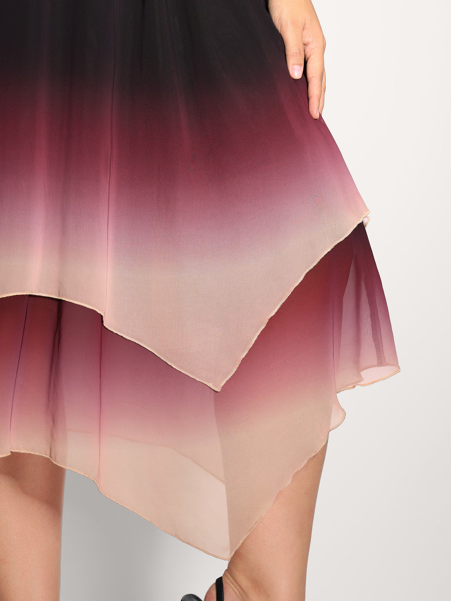 Tie-Dye Sheer Shirred Waist Midi Dress - Image 4