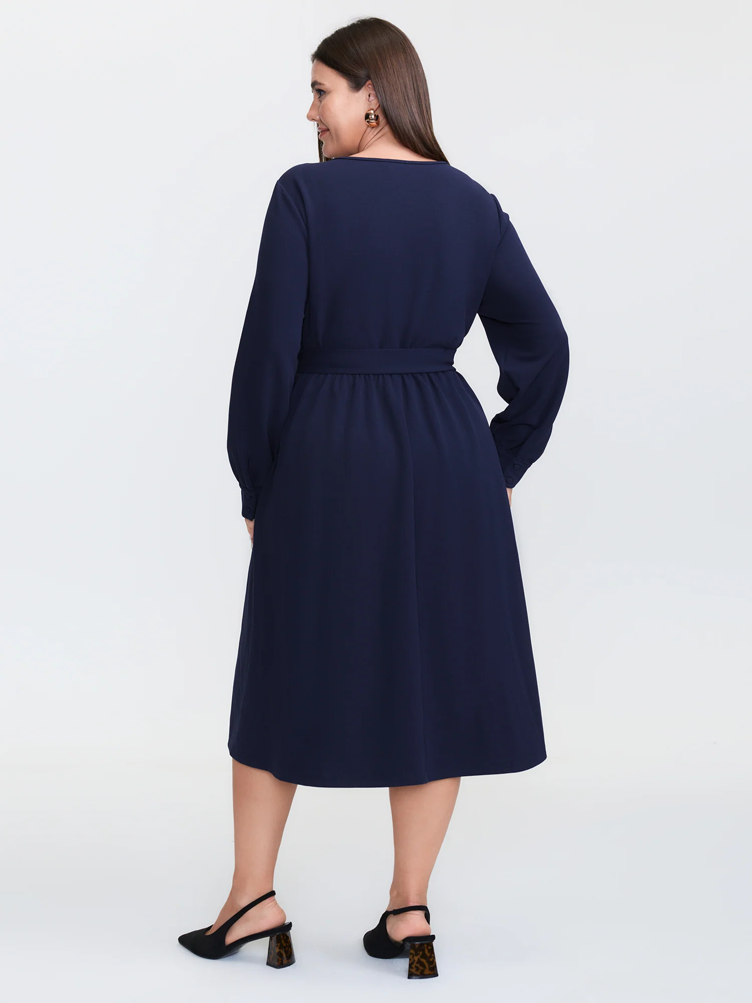 Tie-Dye Side Pleated Belted Midi Dress - Image 5