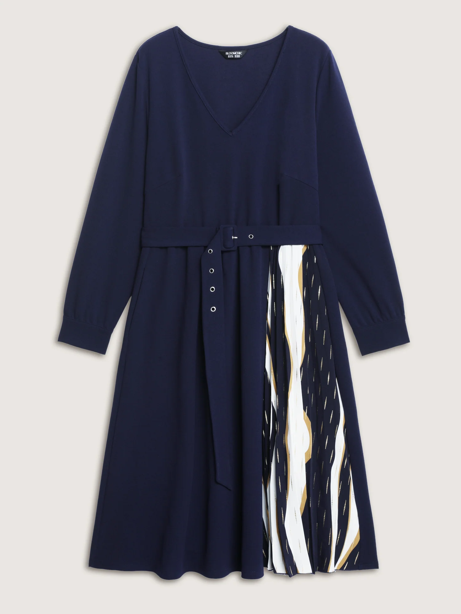 Tie-Dye Side Pleated Belted Midi Dress - Image 8