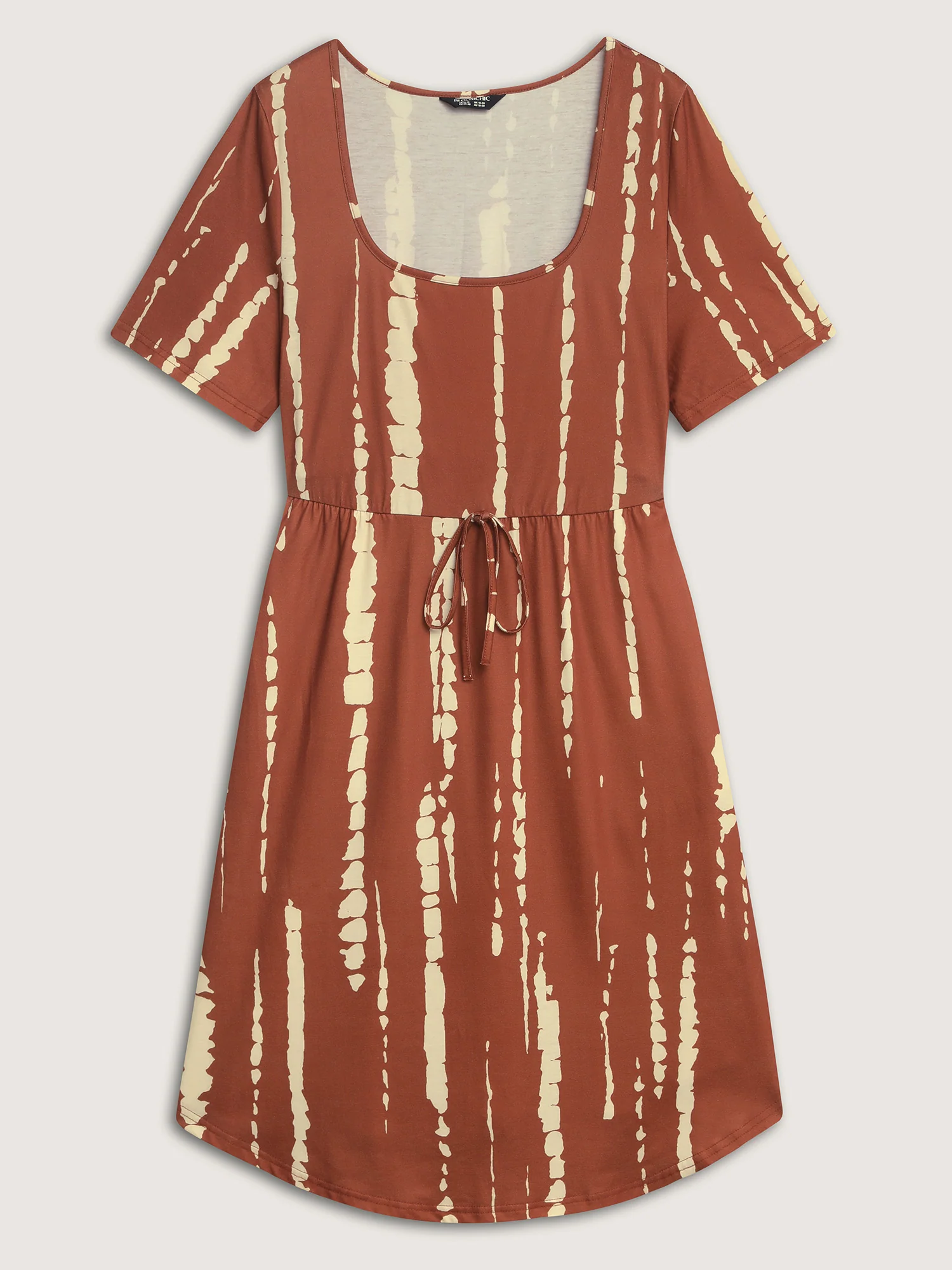 Tie-Dye Stretchy Waist-Drawstring Midi Dress - Image 5
