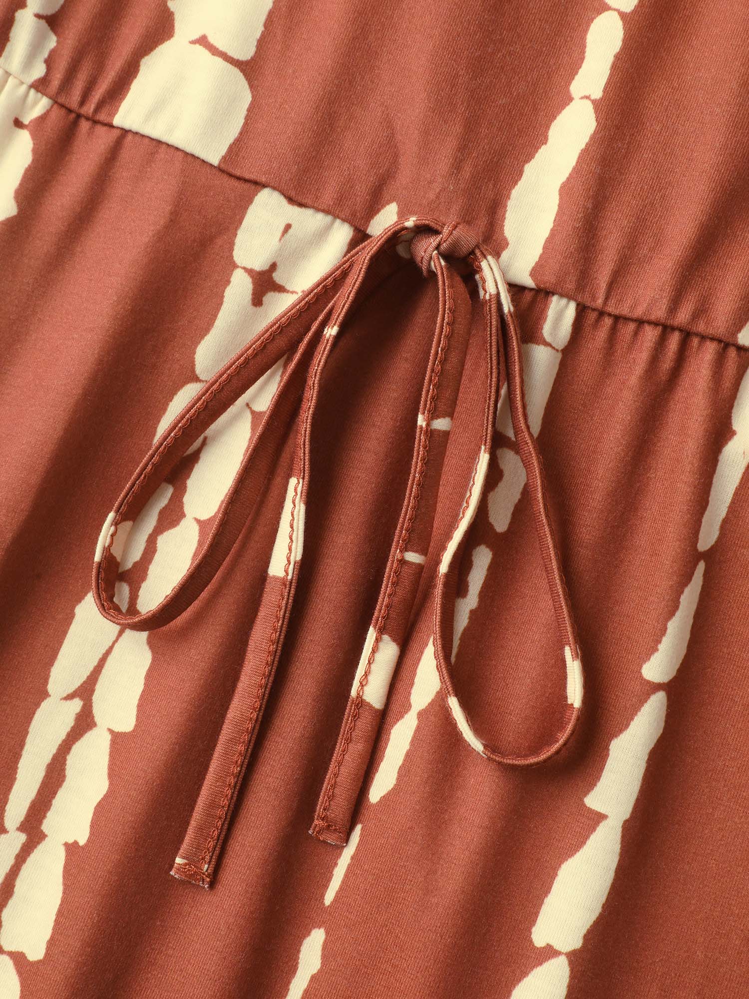 Tie-Dye Stretchy Waist-Drawstring Midi Dress - Image 7