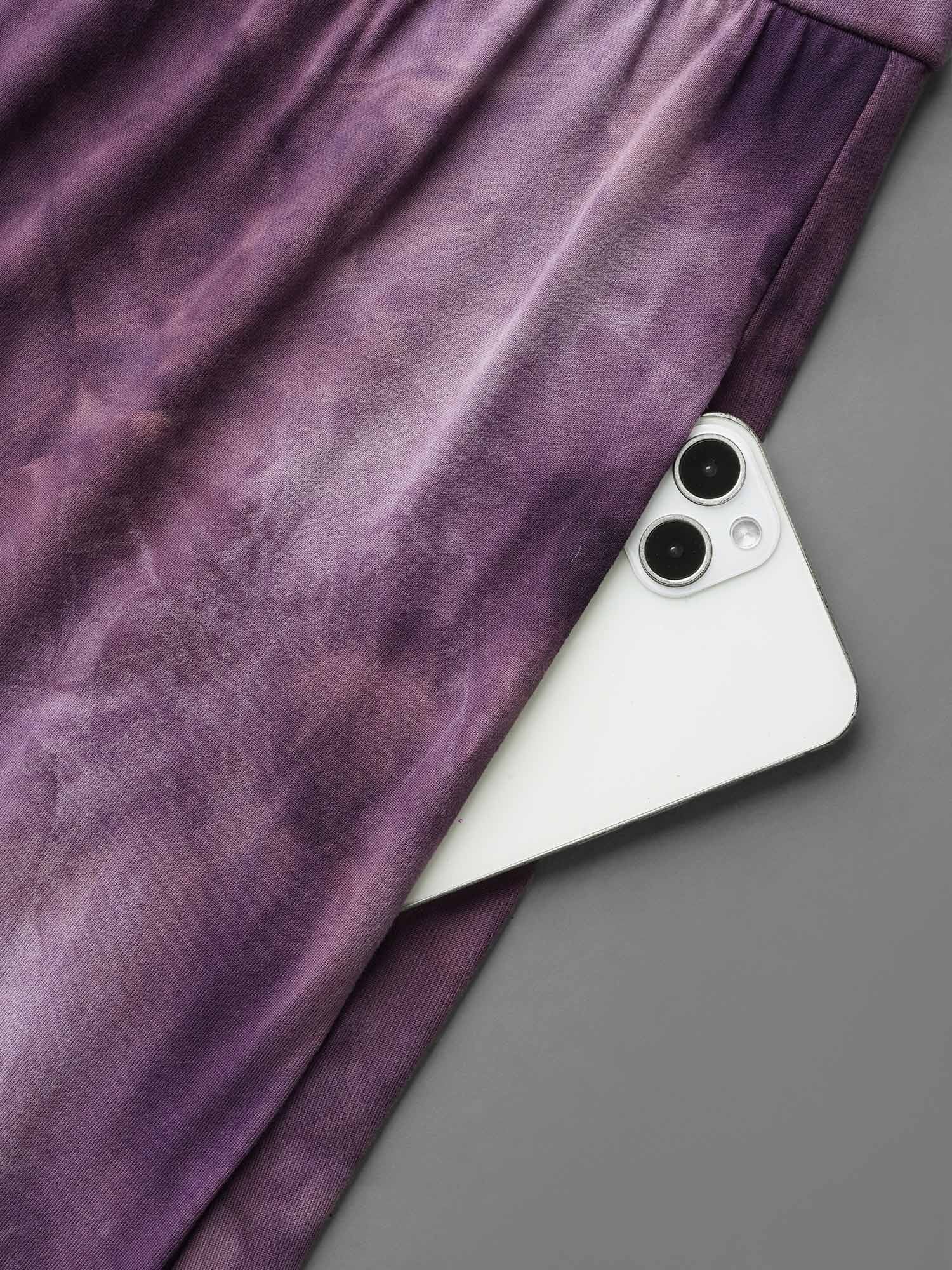 Tie-Dye Surplice Neck Curved Hem Midi Dress - Image 7