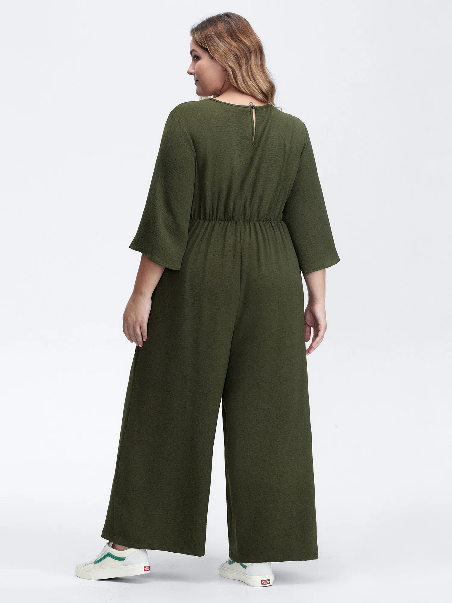 Tie-Front Three Quarter Sleeve Jumpsuit - Image 4