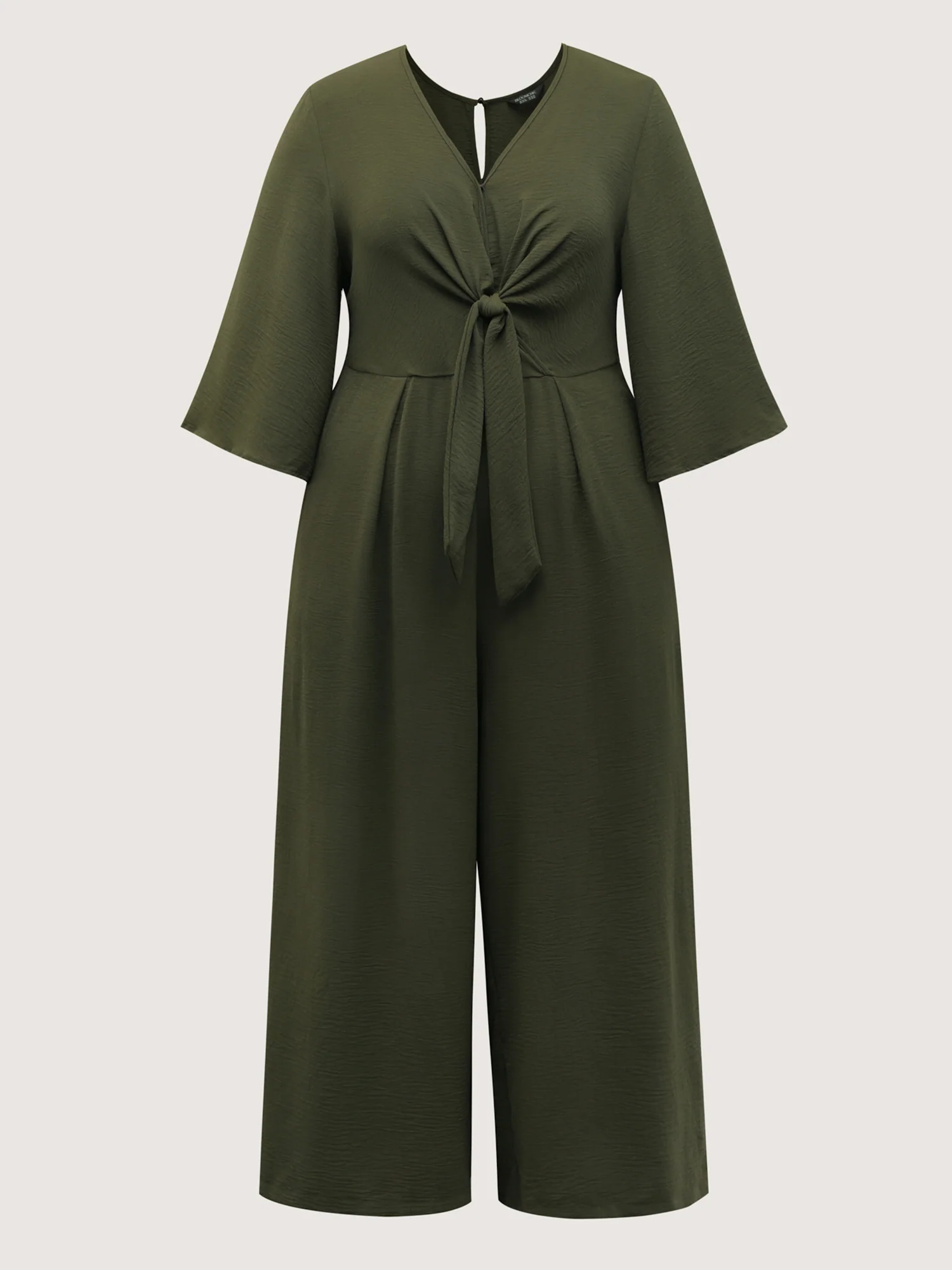Tie-Front Three Quarter Sleeve Jumpsuit - Image 7