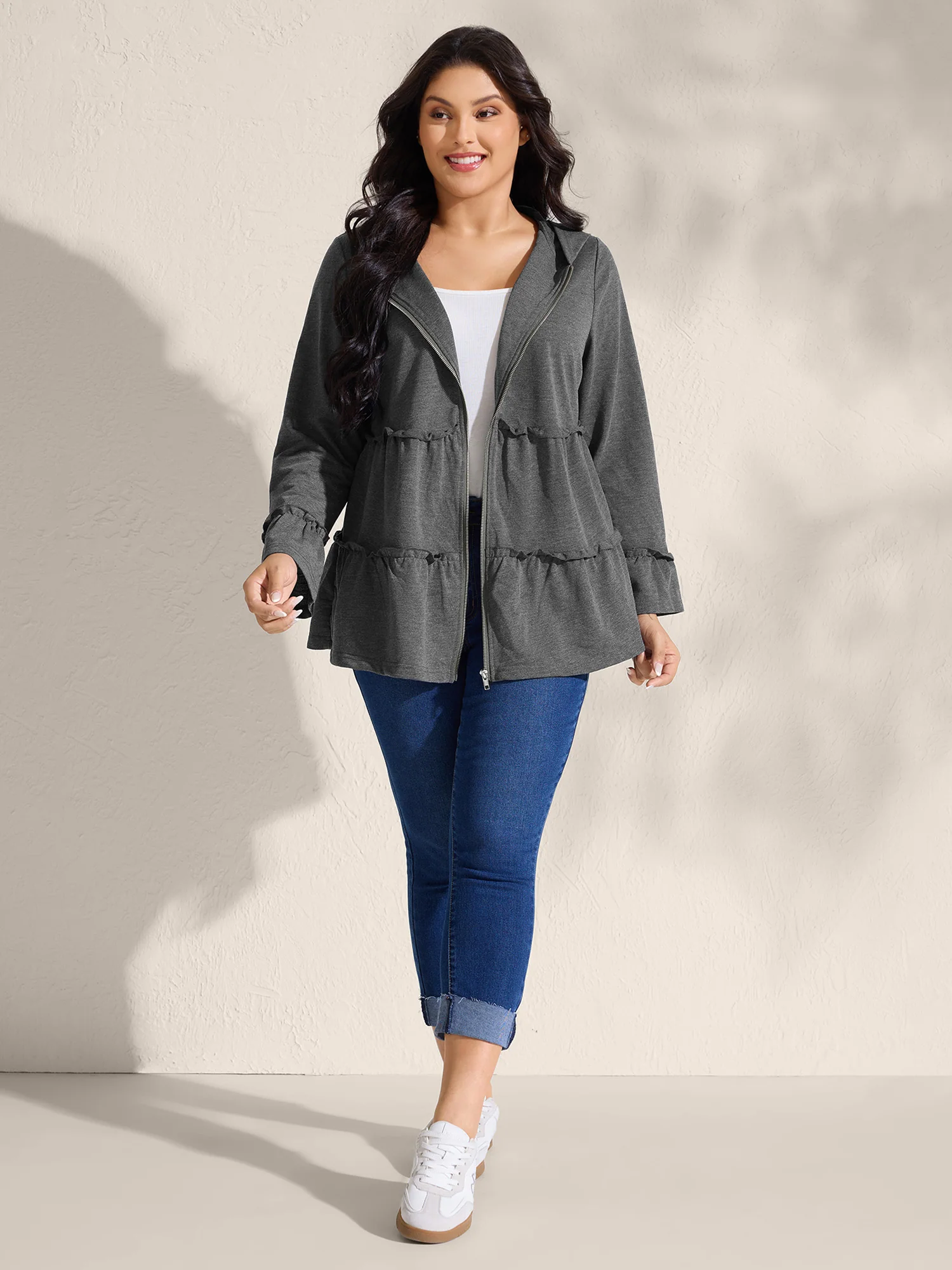 Tiered Ruffled Edges Pockets Jacket - Image 3