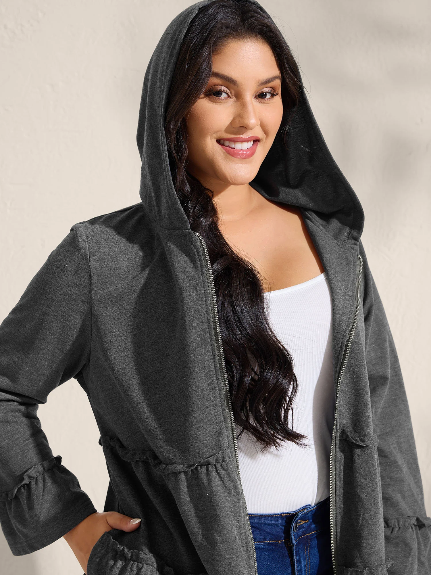 Tiered Ruffled Edges Pockets Jacket - Image 4