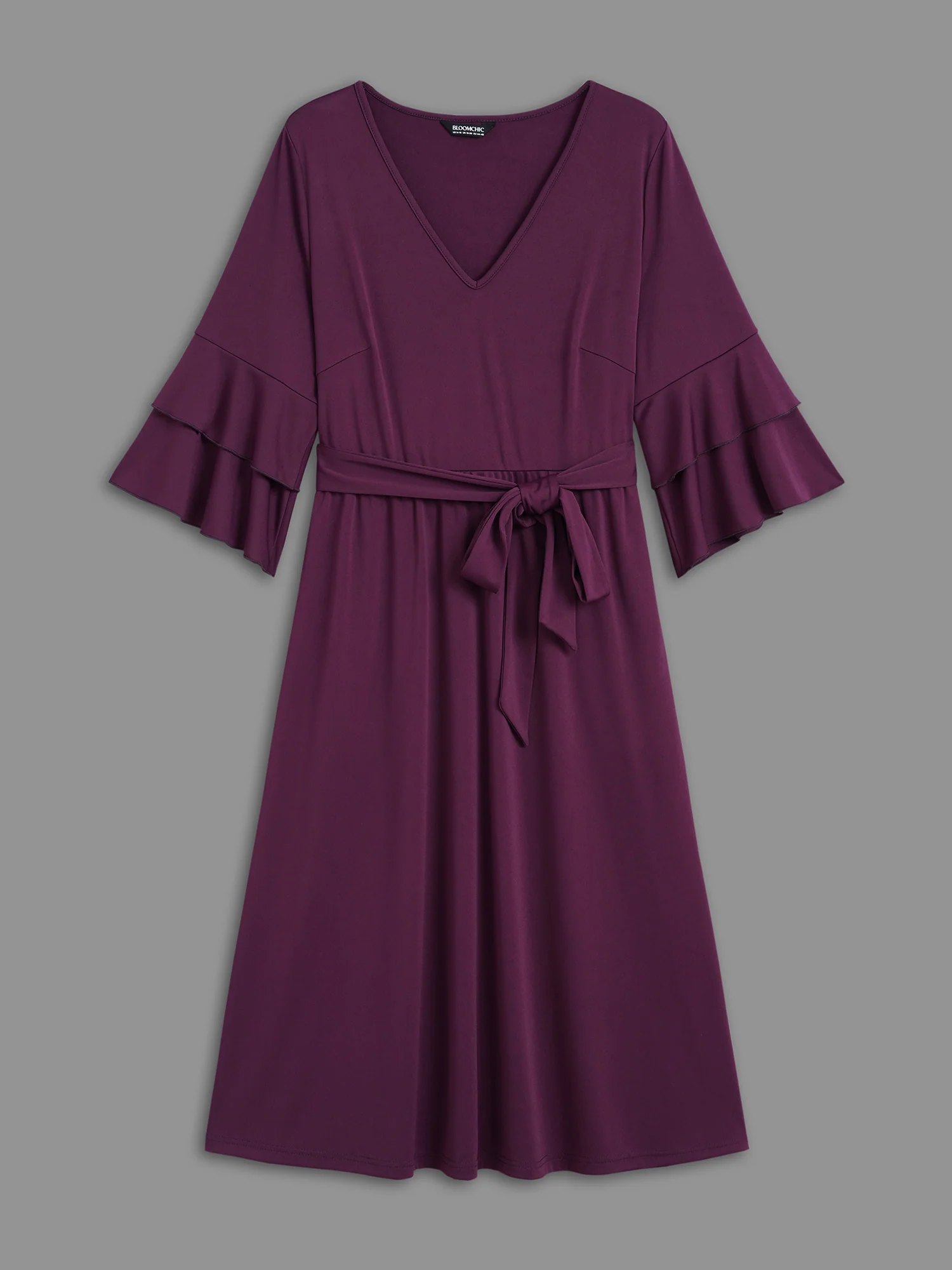Tiered Ruffles Belted Stretchy Waist Dress - Image 7