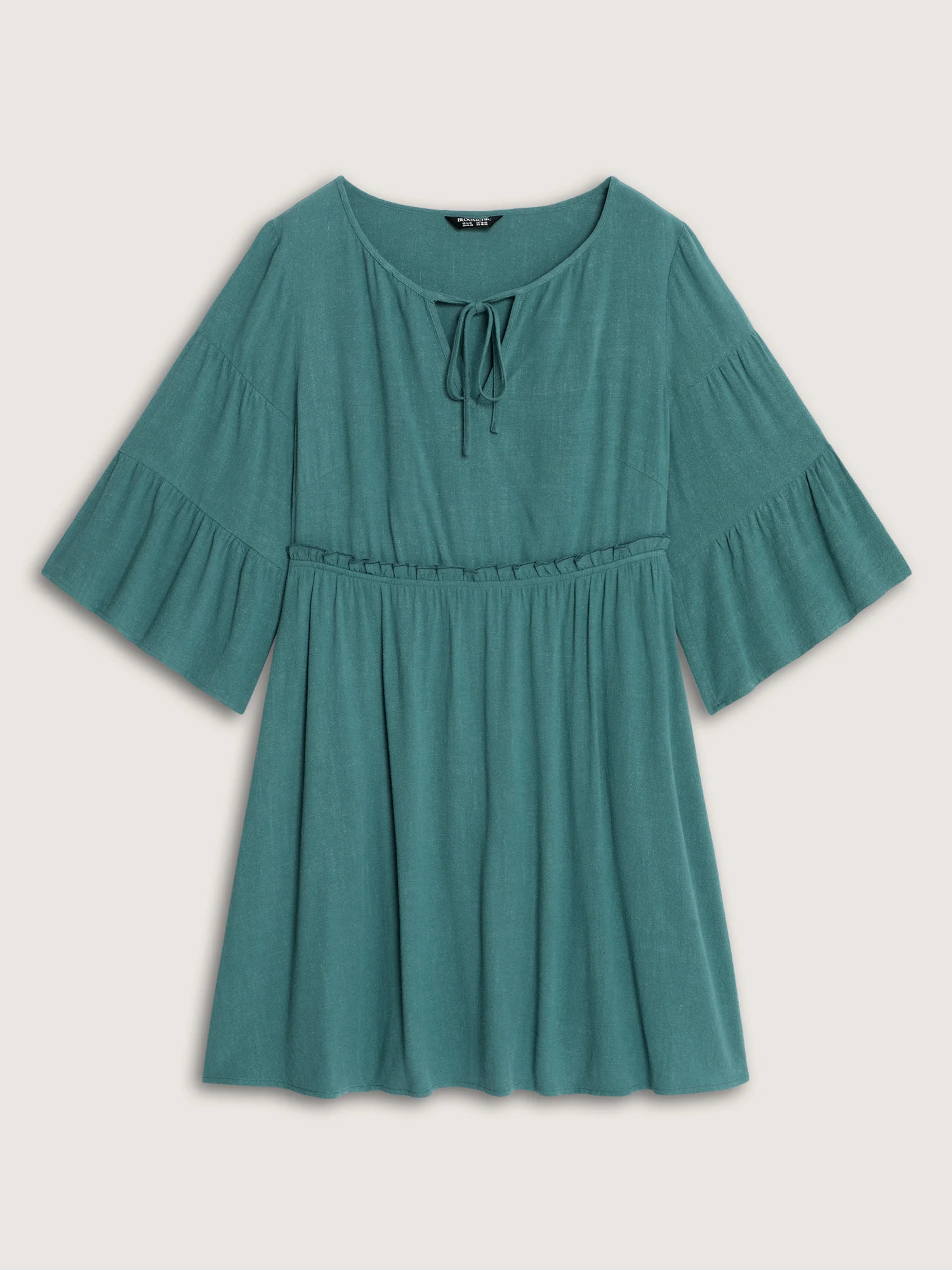 Rayon Linen Blend Tiered Sleeve Mini Dress - Image 7