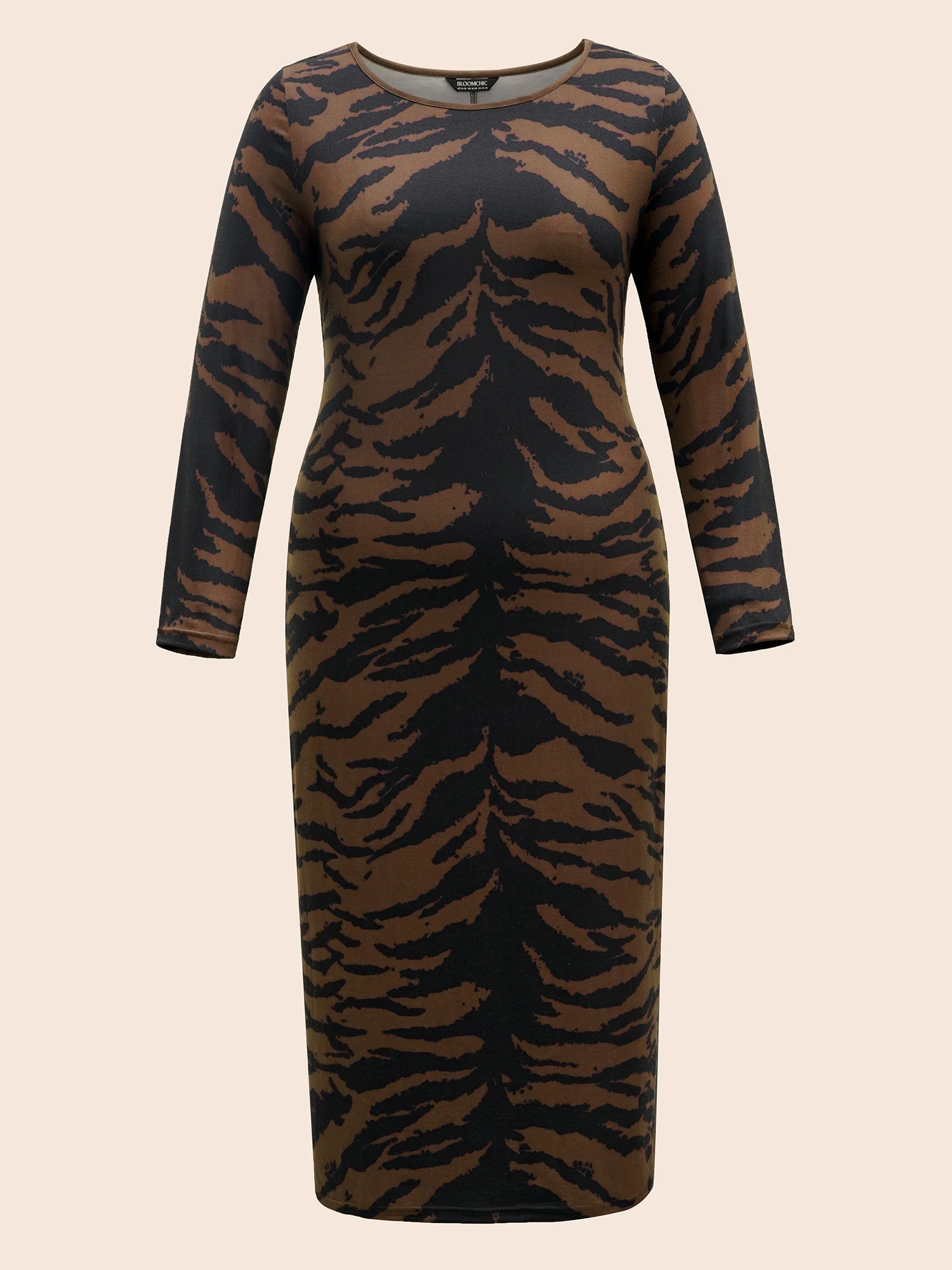Tiger Print Boat Neck Midi Dress - Image 7