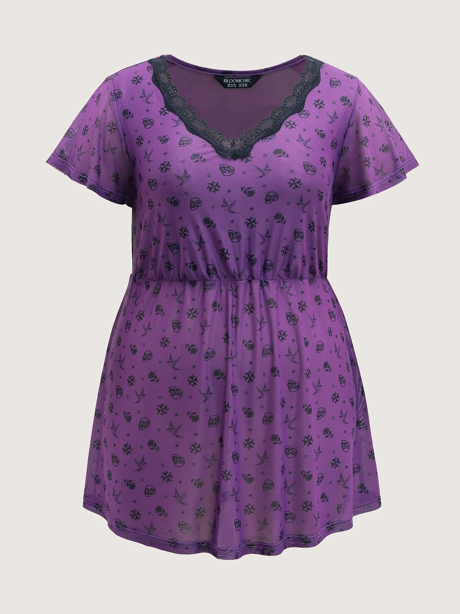 Halloween Fun Print Stretchy Waist Nightgown - Image 8