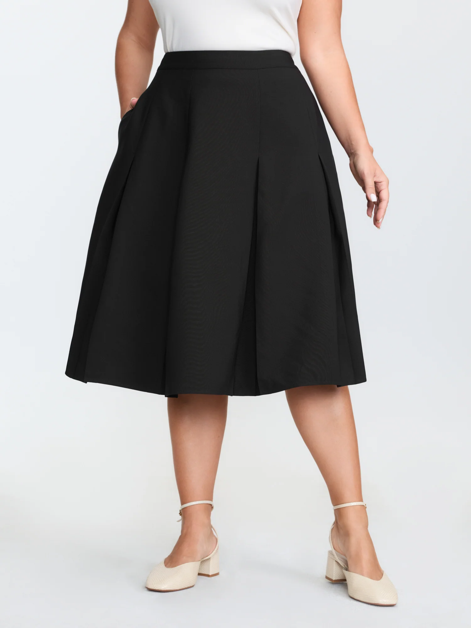 Timeless Pleated Stretchy Midi Skirt - Image 2