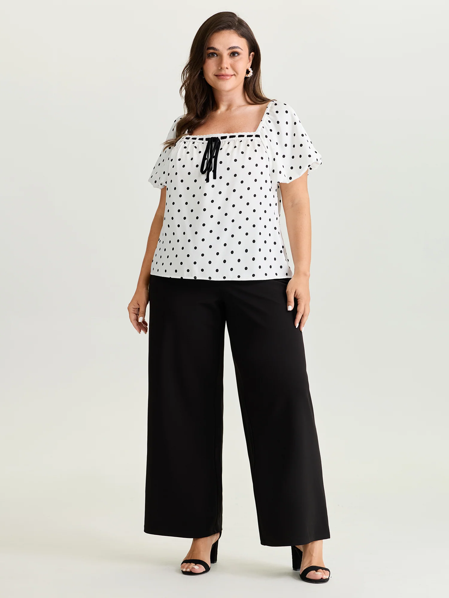 Timeless Polka Dots Neck-Tie Blouse - Image 3