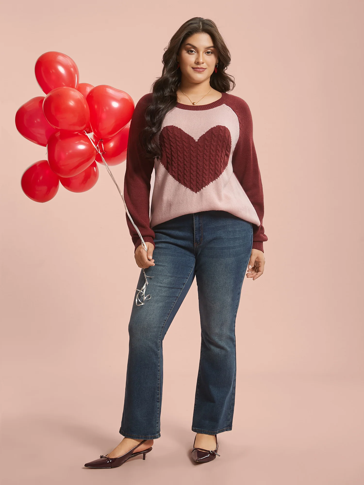 Timeless Romance Cable Knit Raglan Sleeve Pullover - Image 3