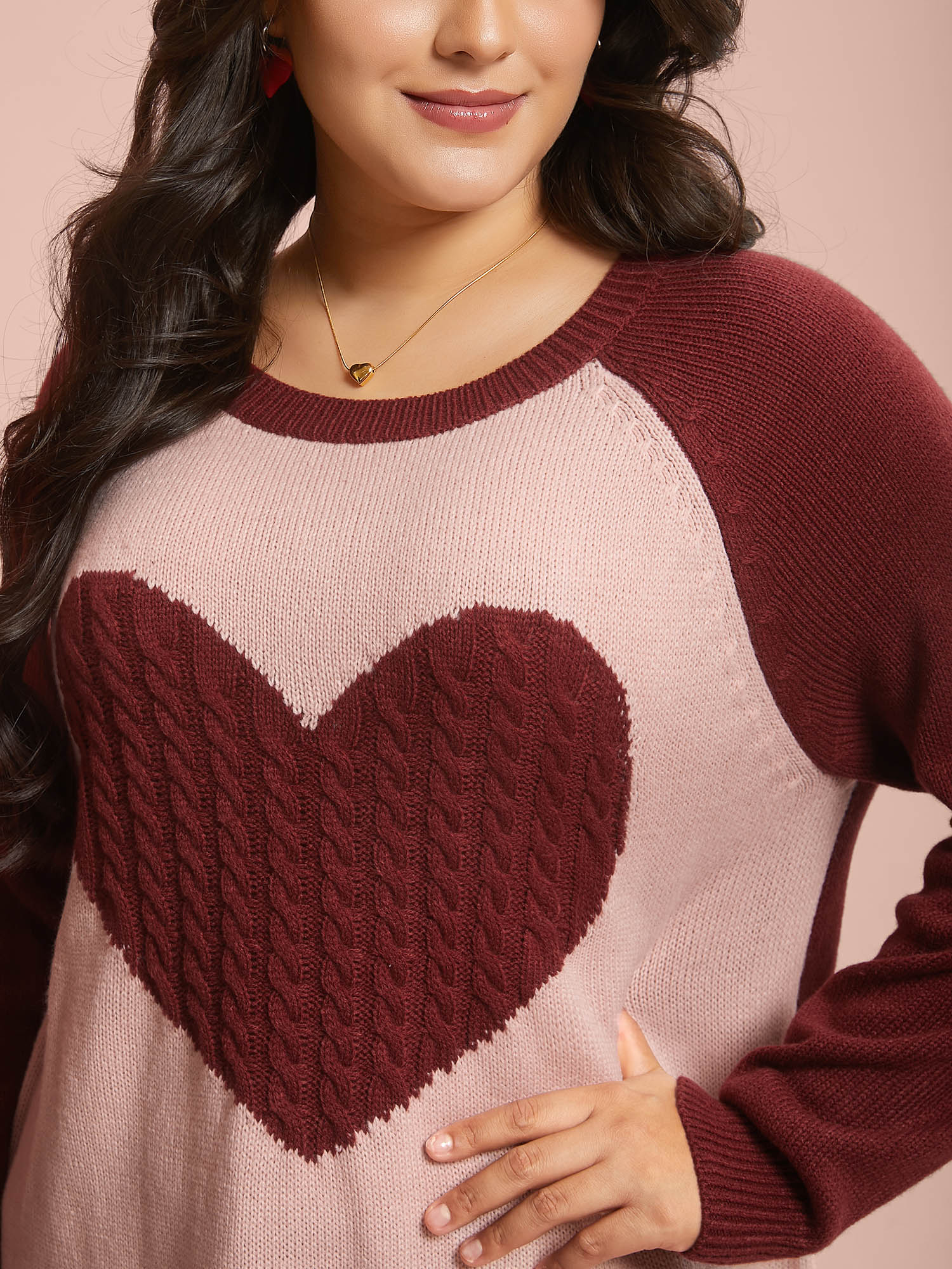 Timeless Romance Cable Knit Raglan Sleeve Pullover - Image 5